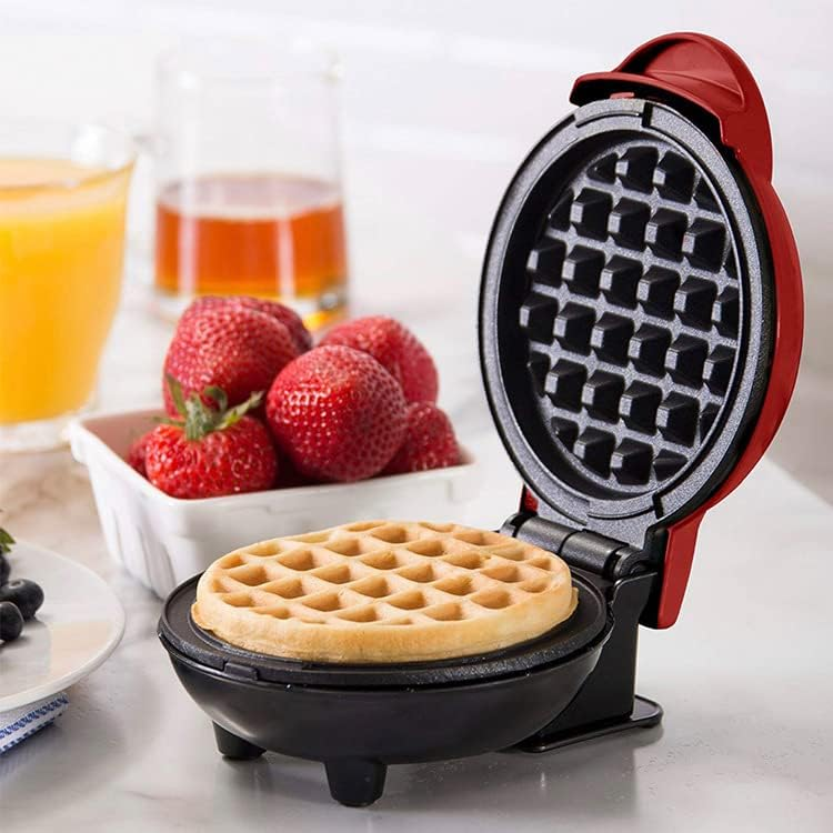 Mini Waffle Maker 4" Nonstick Chaffle Keto PFOA Free Red