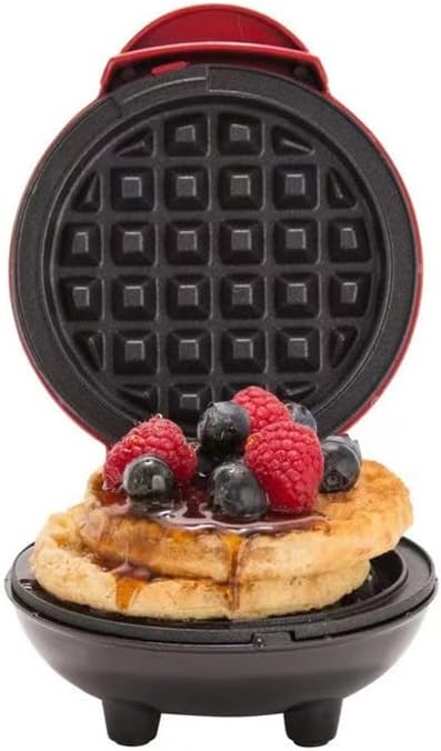 Mini Waffle Maker 4" Nonstick Chaffle Keto PFOA Free Red