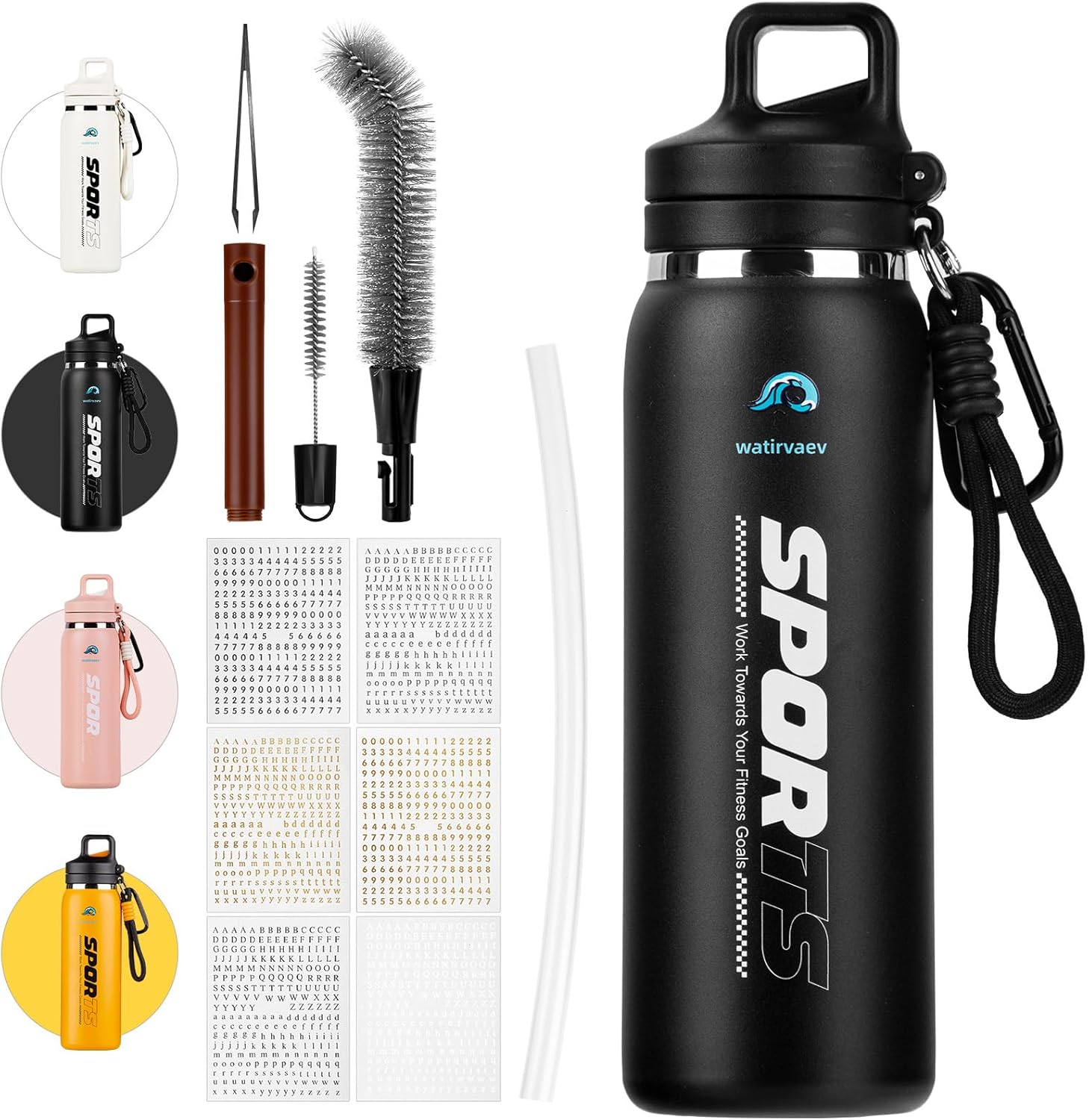 Sports Insulated Water Bottle 20oz Stainless BPA-Free Black