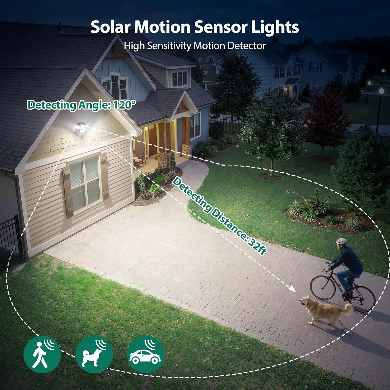 3000LM Solar Security Light 4 Heads Motion Sensor IP65