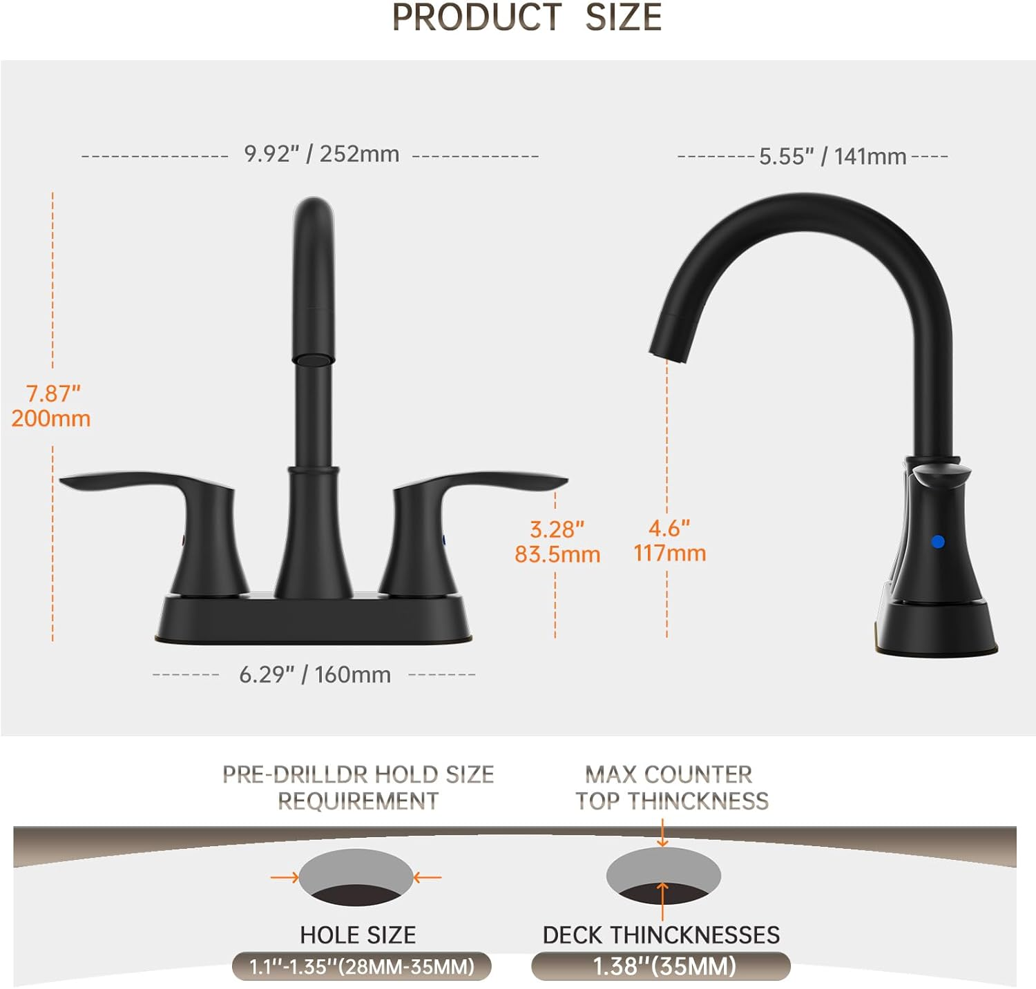 Phiestina TY36CL-MB Black Utility Sink Faucet with Pull-Out Sprayer