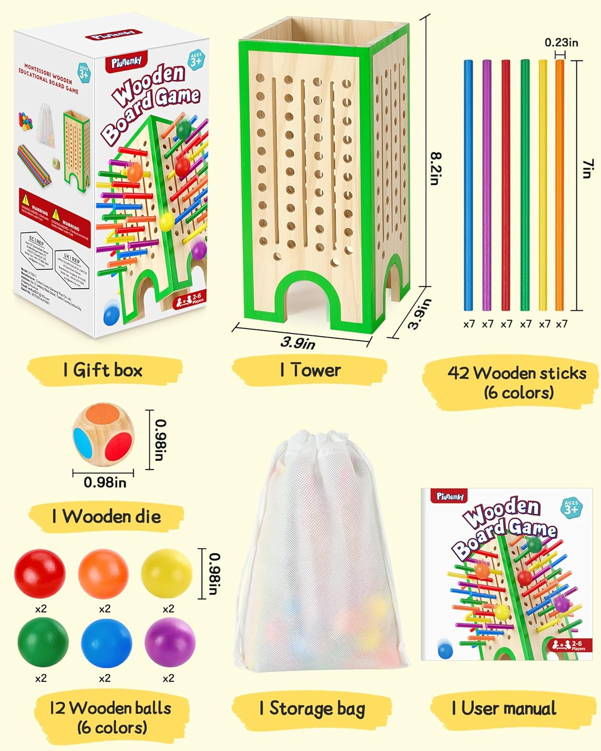 Montessori Wooden Sticks Math Toy for Kids 3-6