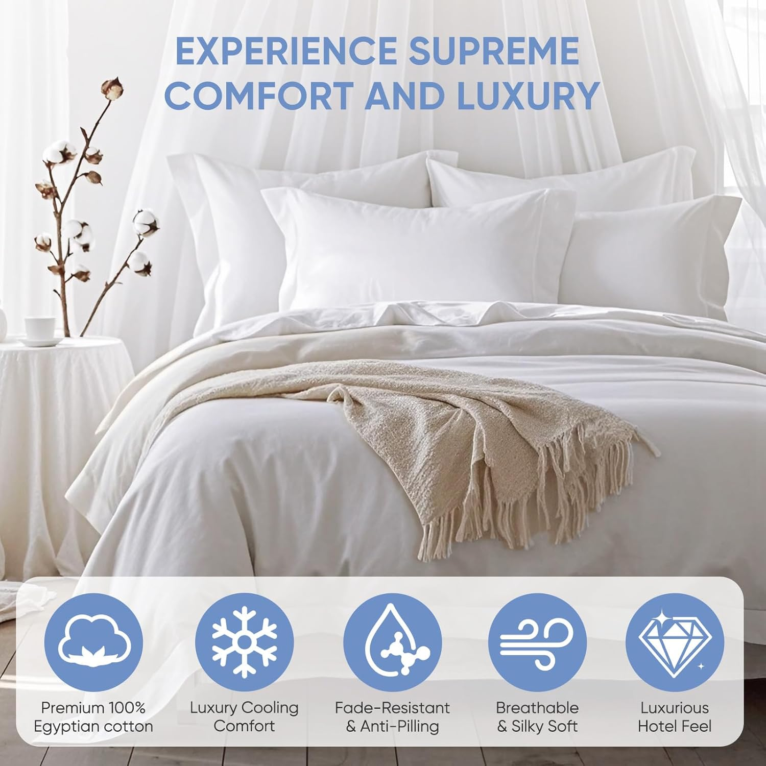 TWK 1200TC Egyptian Cotton Sheet Set – White