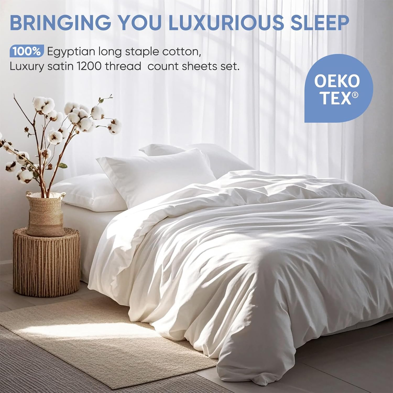 TWK 1200TC Egyptian Cotton Sheet Set – White