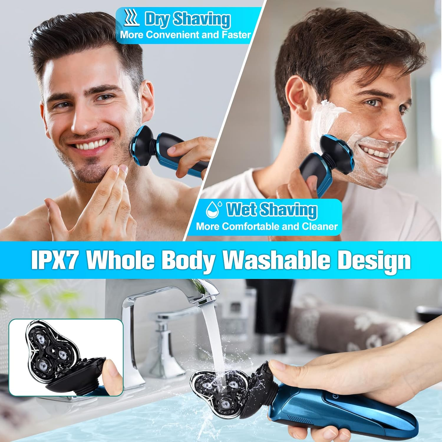 3-in-1 Electric Razor for Men – Wet & Dry Travel Kit