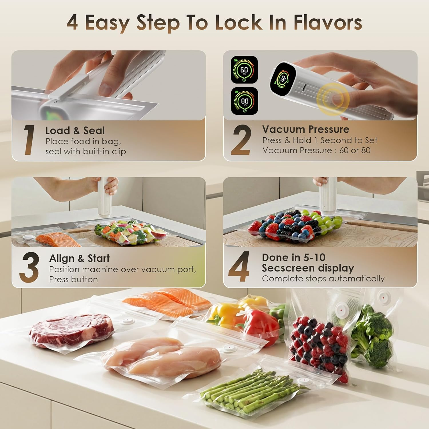 Handheld Vacuum Sealer Machine | 30 Reusable Bags