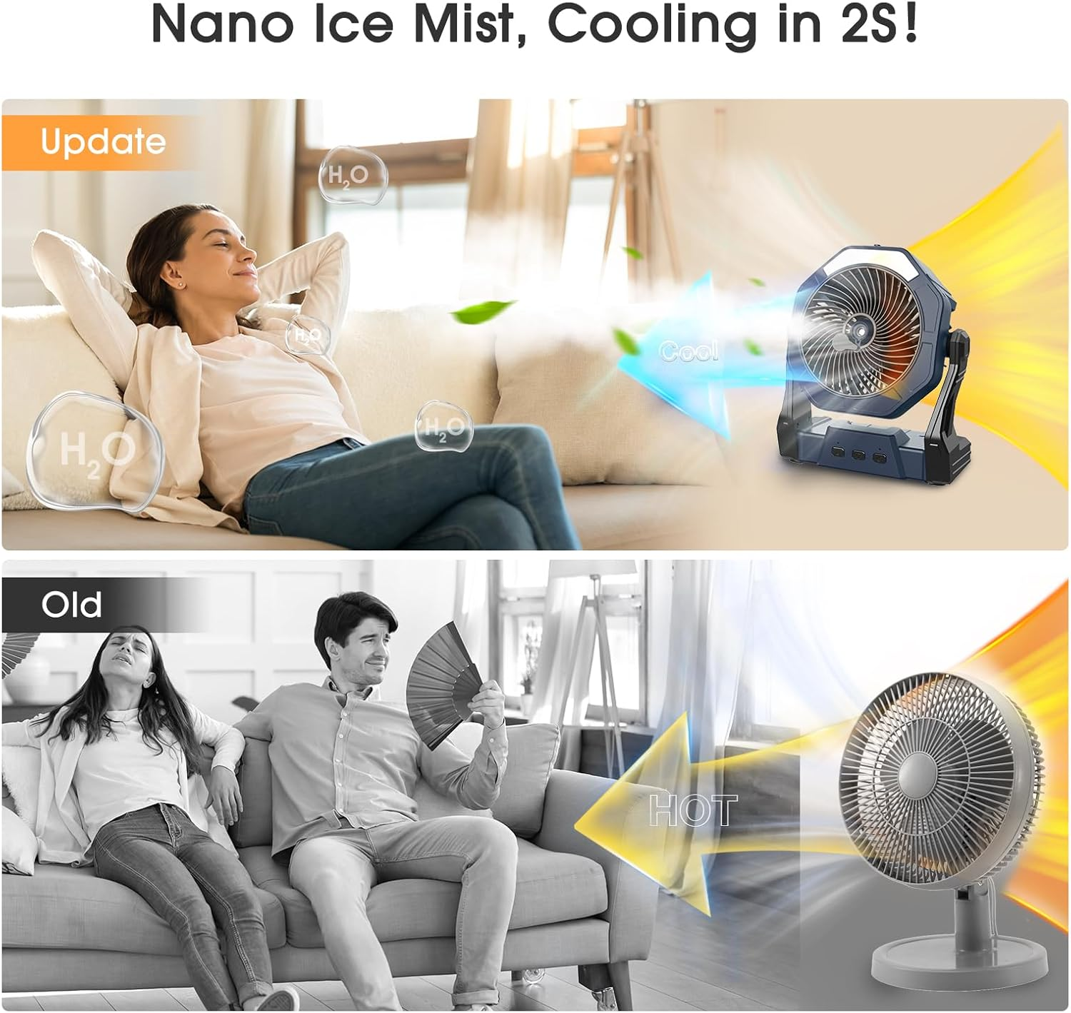 Portable Misting Fan | 35H Runtime & LED Light