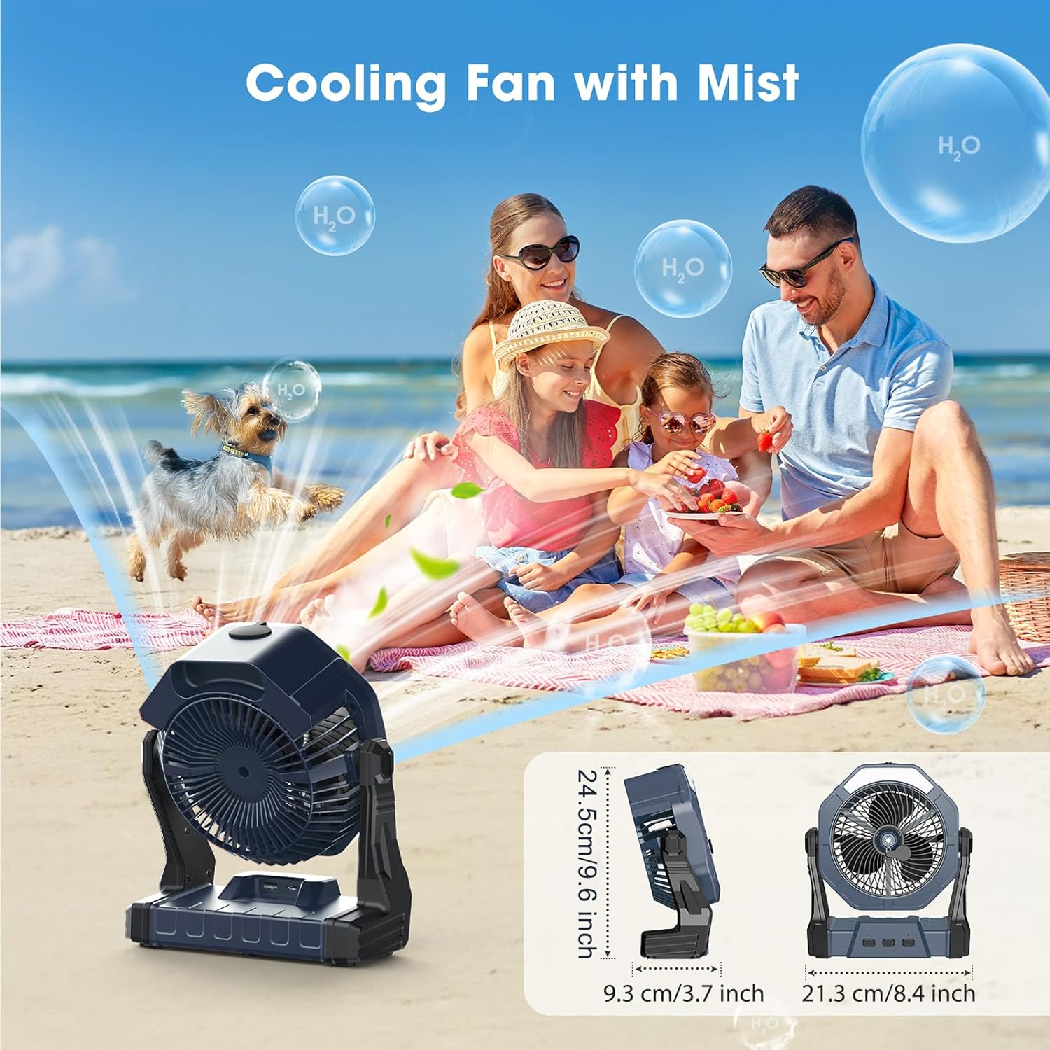 Portable Misting Fan | 35H Runtime & LED Light