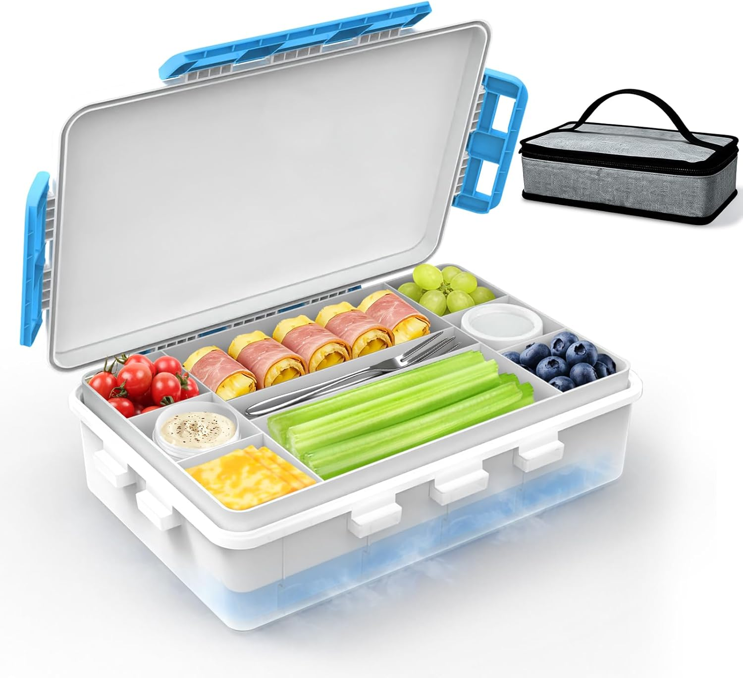 Chilled Snack Box with Ice Pack | Divided Tray White