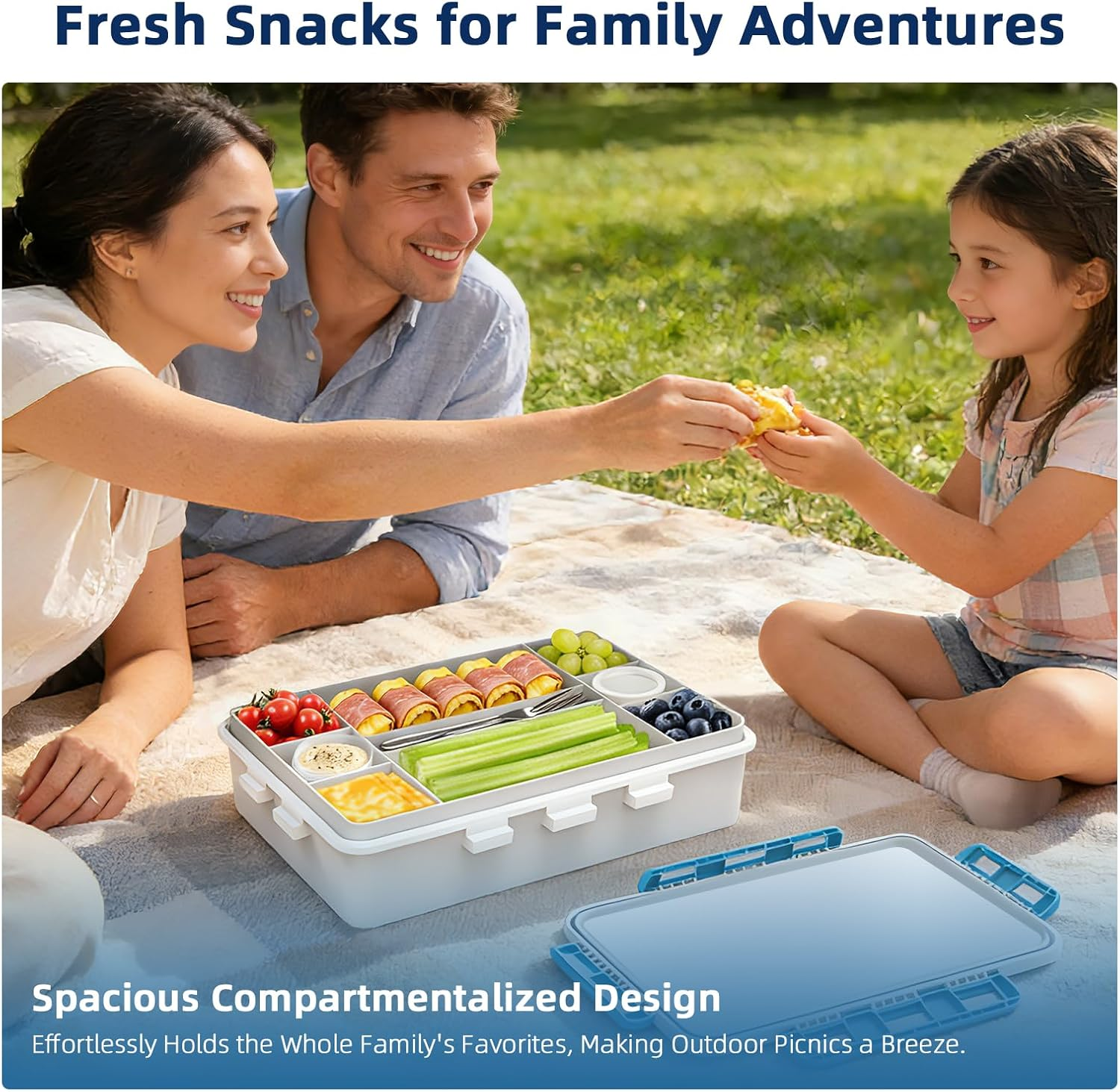 Chilled Snack Box with Ice Pack | Divided Tray White