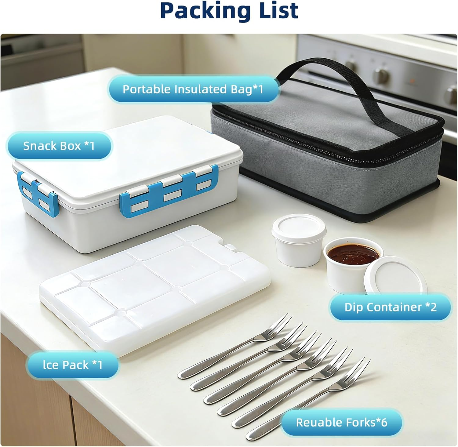 Chilled Snack Box with Ice Pack | Divided Tray White