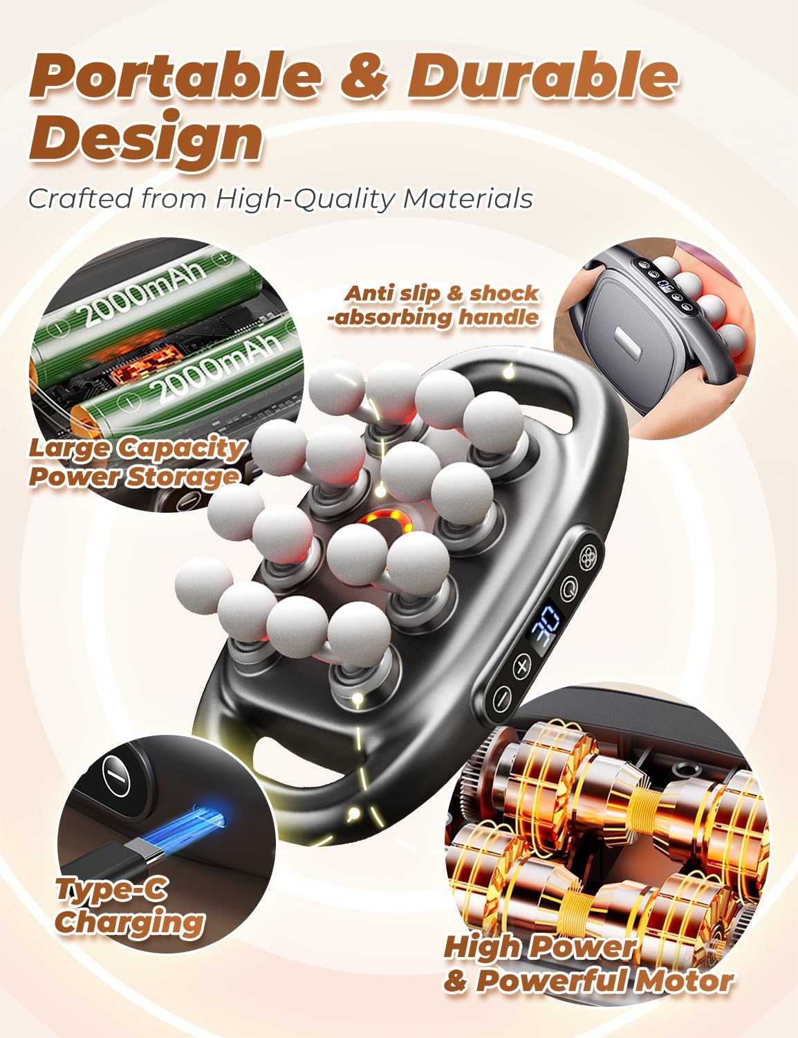 New Gen 16-Head Massage Gun with Heat & 3 Modes