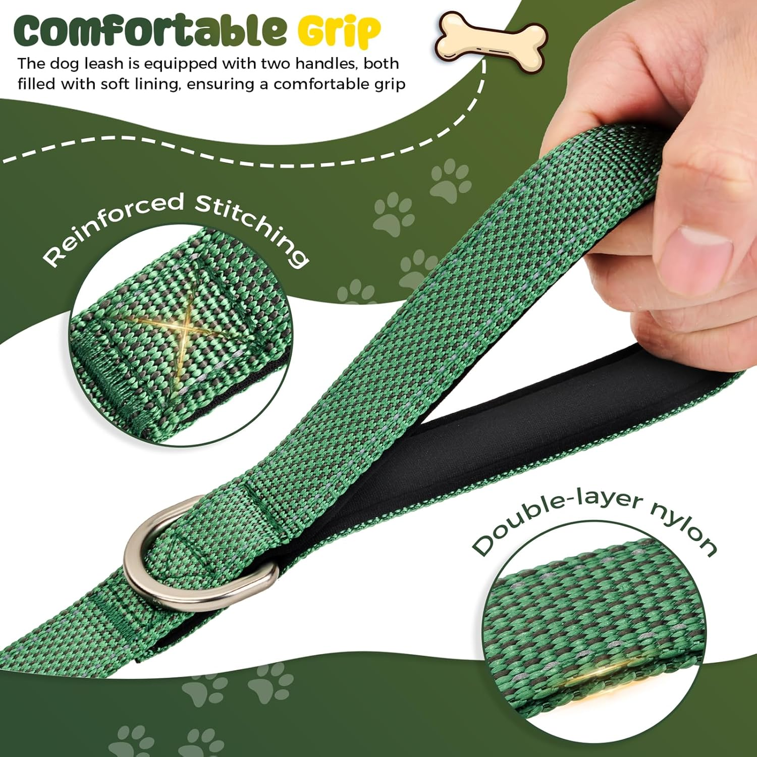 Heavy Duty Dog Leash Reflective Padded Handle 4ft
