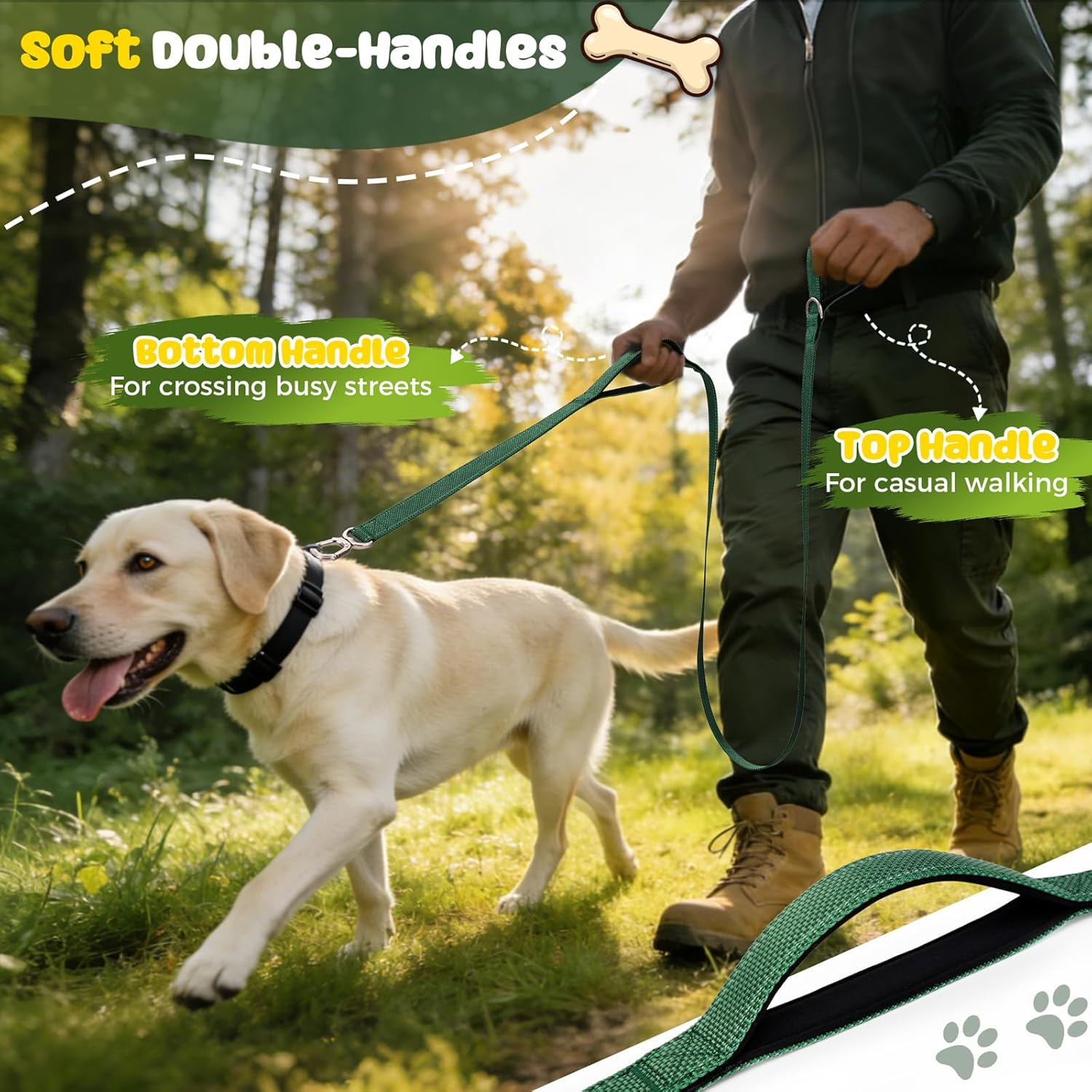 Heavy Duty Dog Leash Reflective Padded Handle 4ft