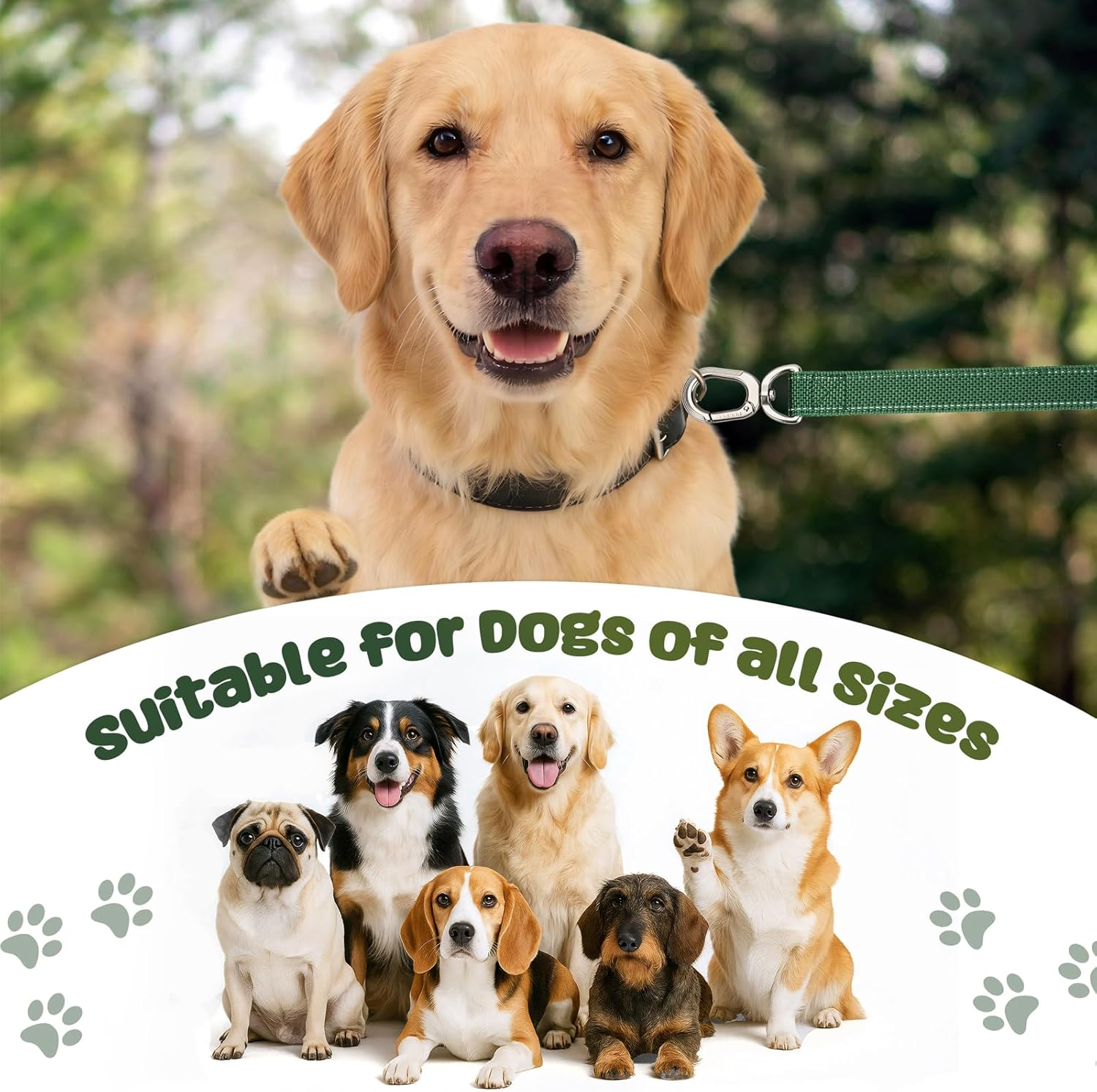 Heavy Duty Dog Leash Reflective Padded Handle 4ft
