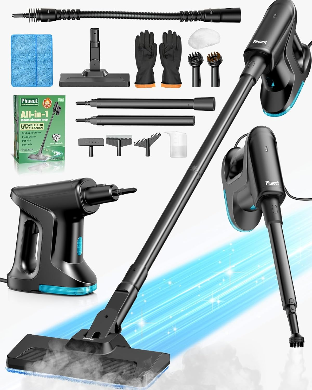 14-in-1 Heavy Duty Steam Mop & Handheld Steam Cleaner