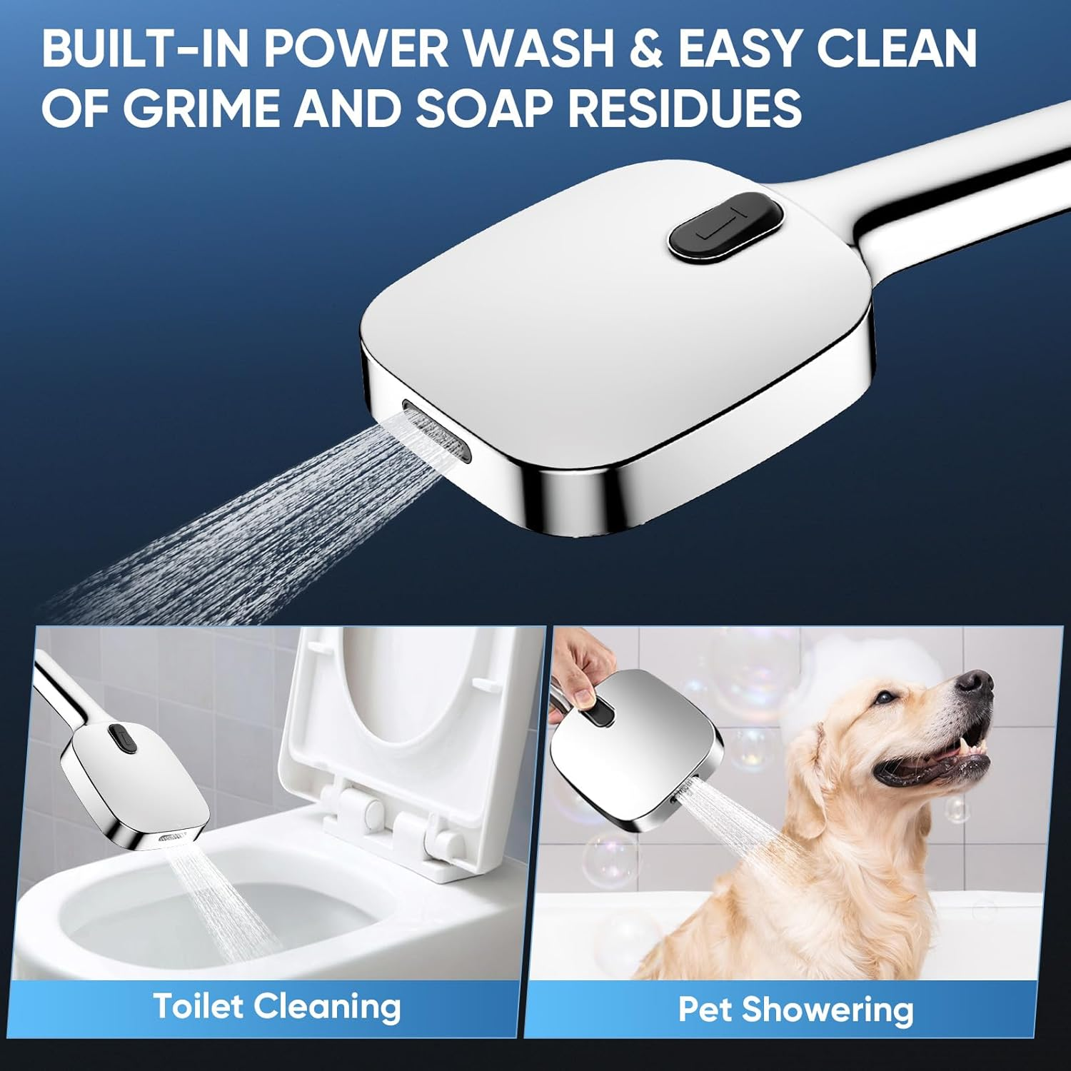 High Pressure Handheld Shower Head 8 Modes Silver