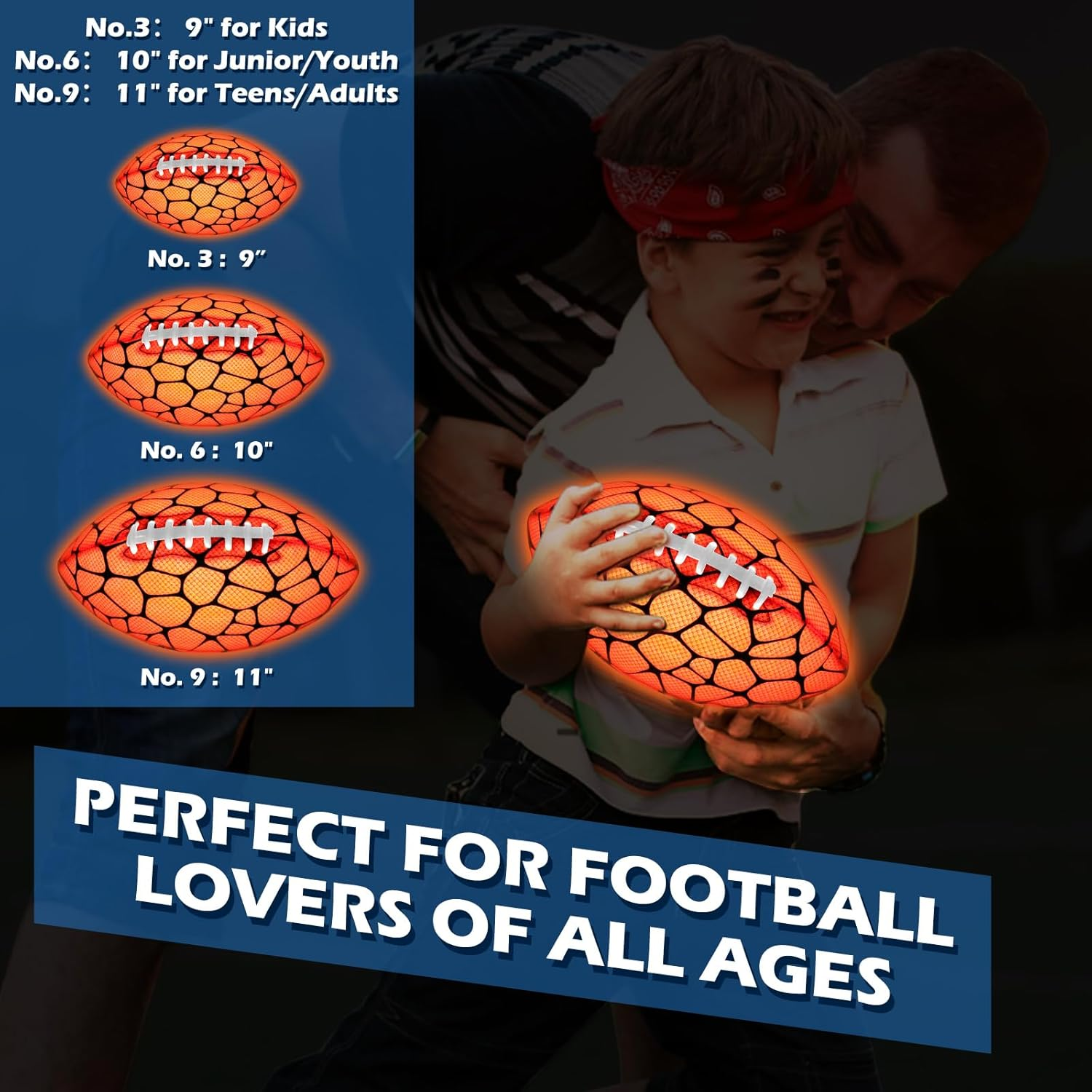 Light Up Football Toy Strong Grip Glow Dark