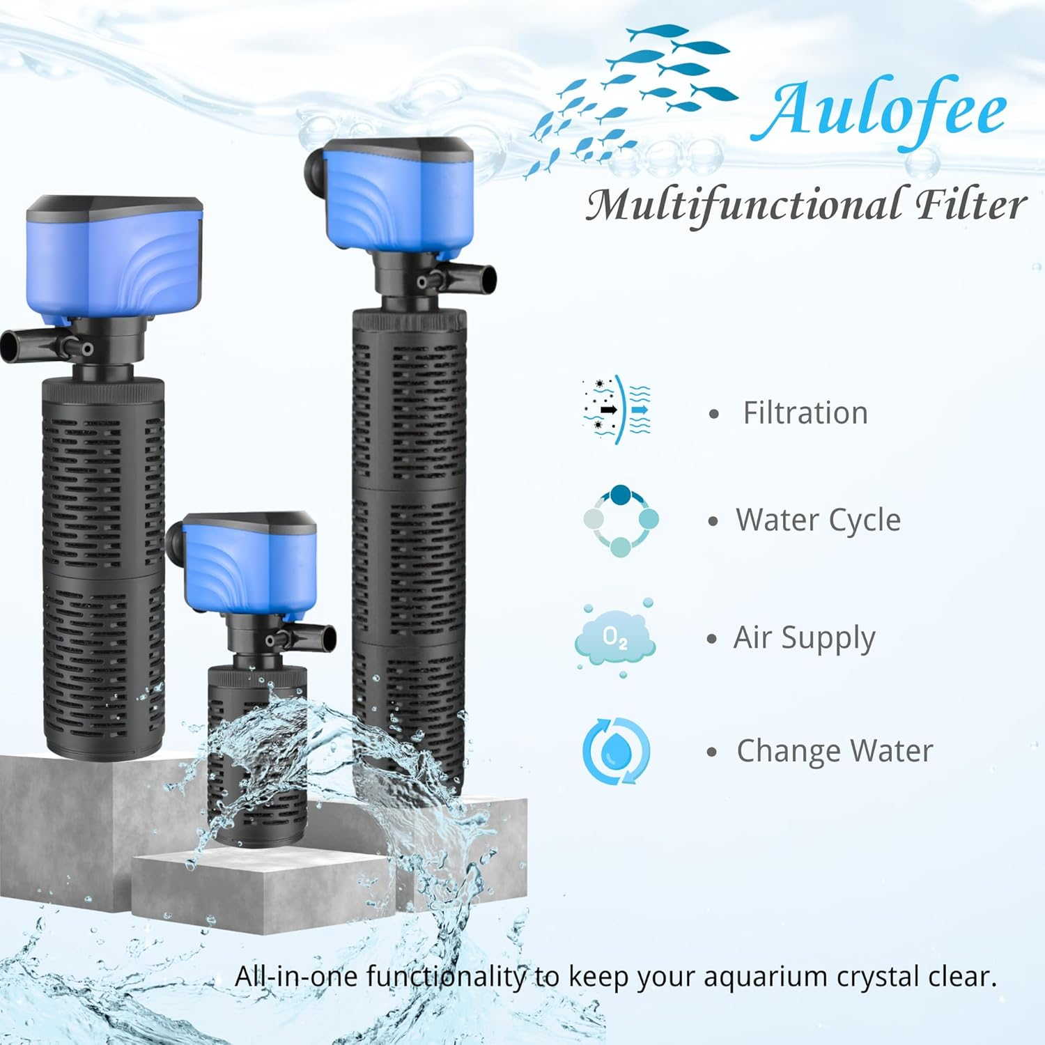 Submersible Aquarium Filter 100-300 Gal Whisper Quiet
