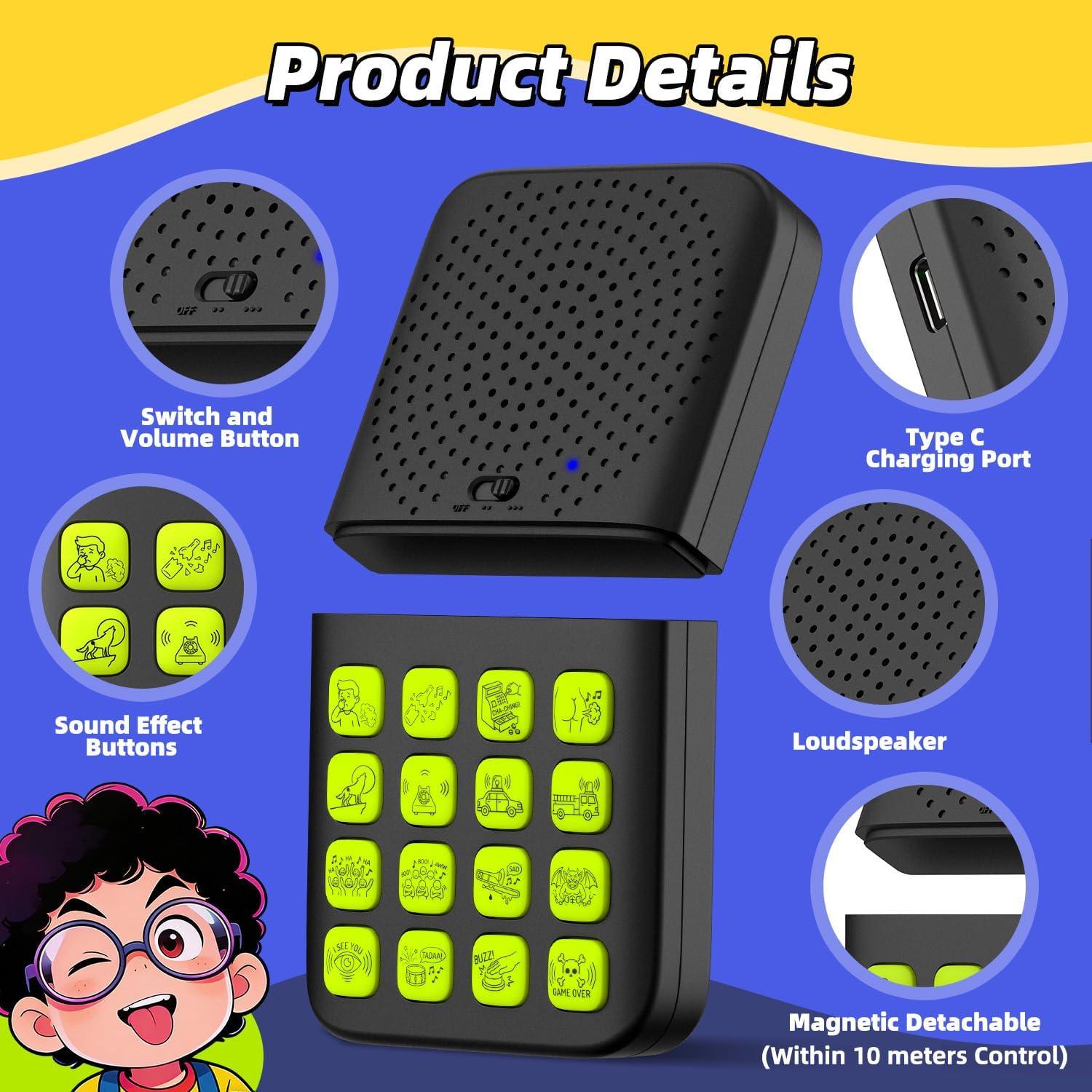 2-in-1 Magnetic Sound Effects Machine 16 Funny Sounds