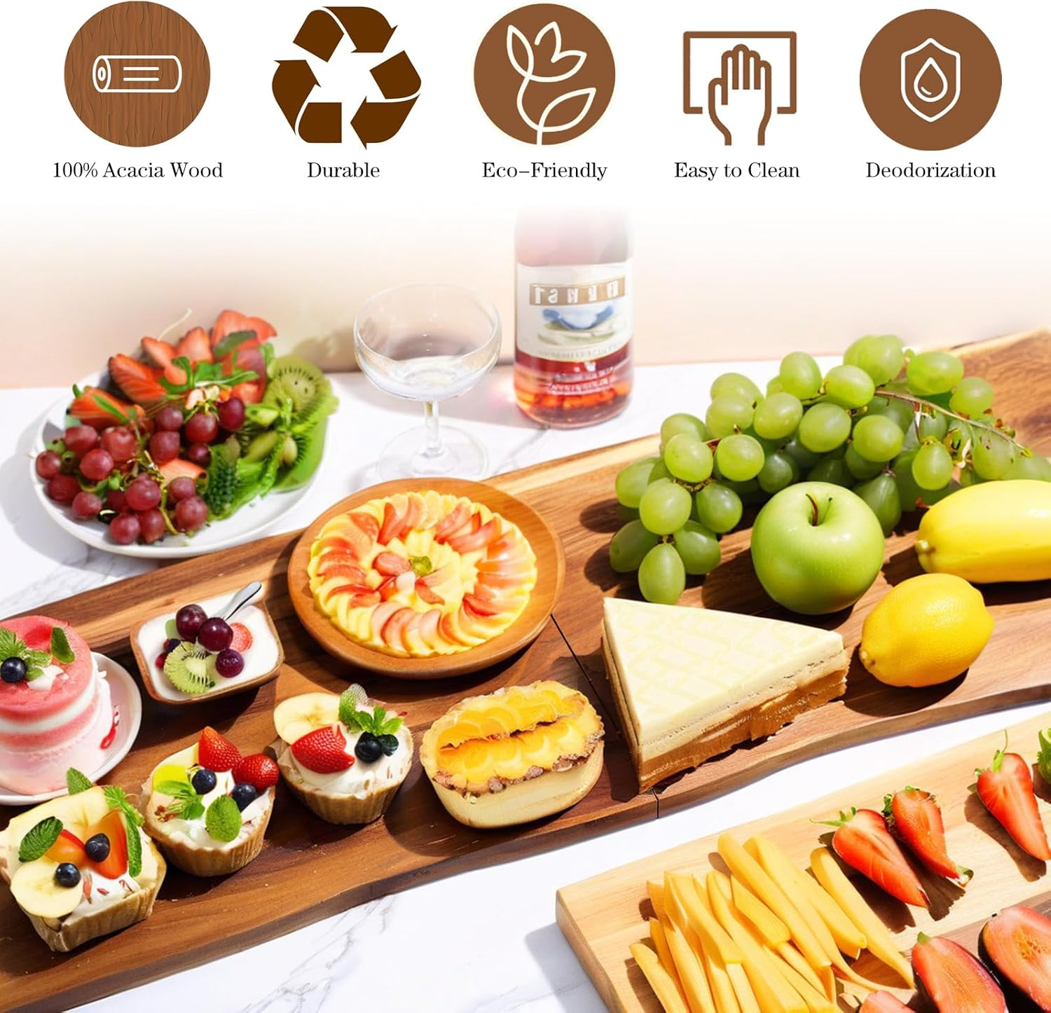 Acacia Charcuterie Board 33x12 Foldable with Handles