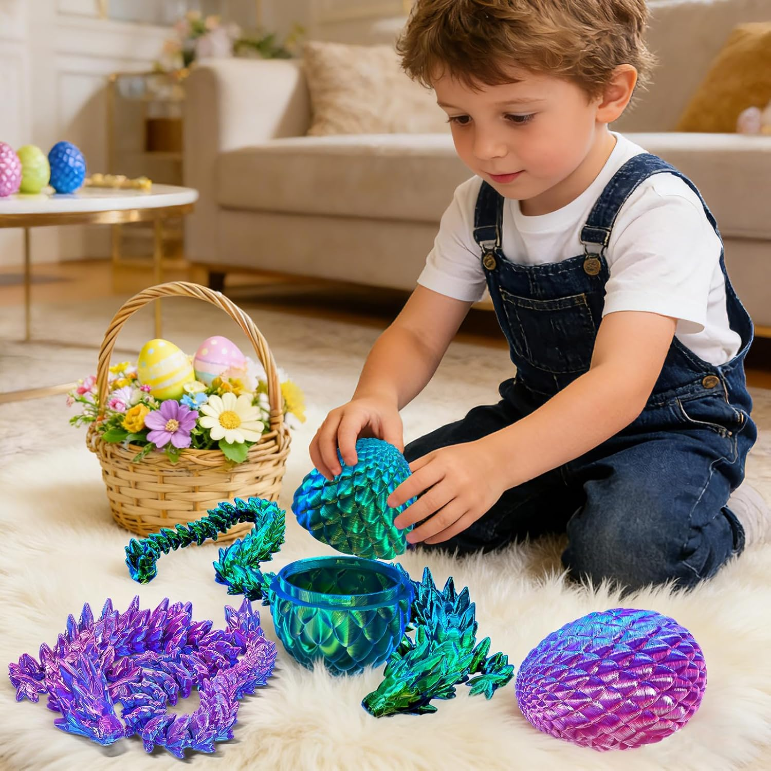 2 Pack 12in 3D Dragon with Egg Easter Basket Stuffer