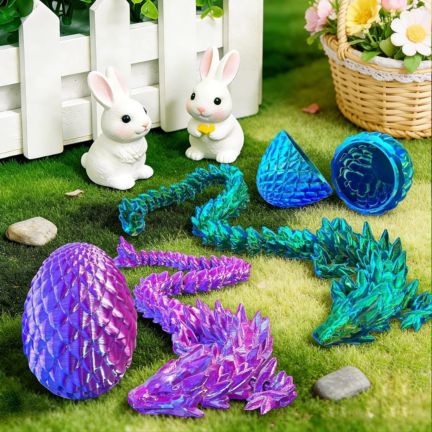 2 Pack 12in 3D Dragon with Egg Easter Basket Stuffer
