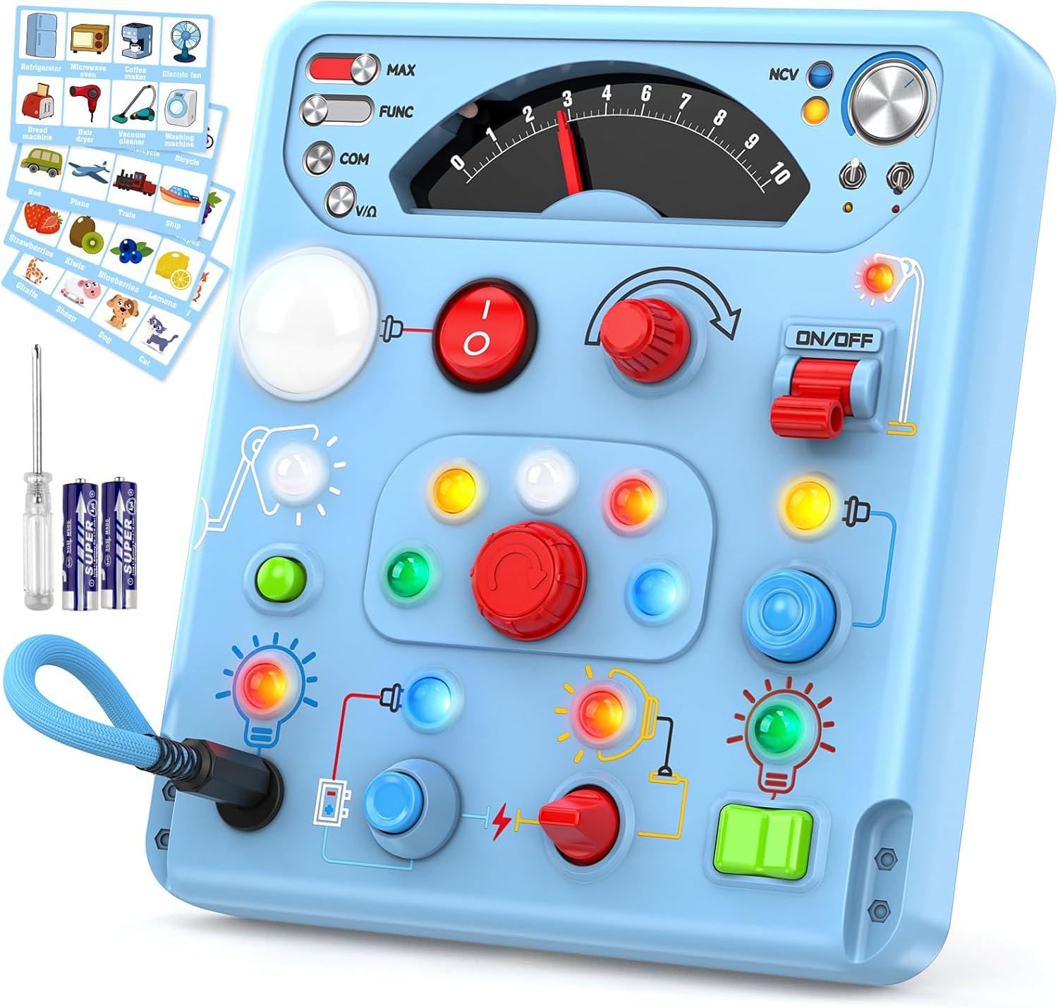 Montessori Busy Board with 13 LED Lights