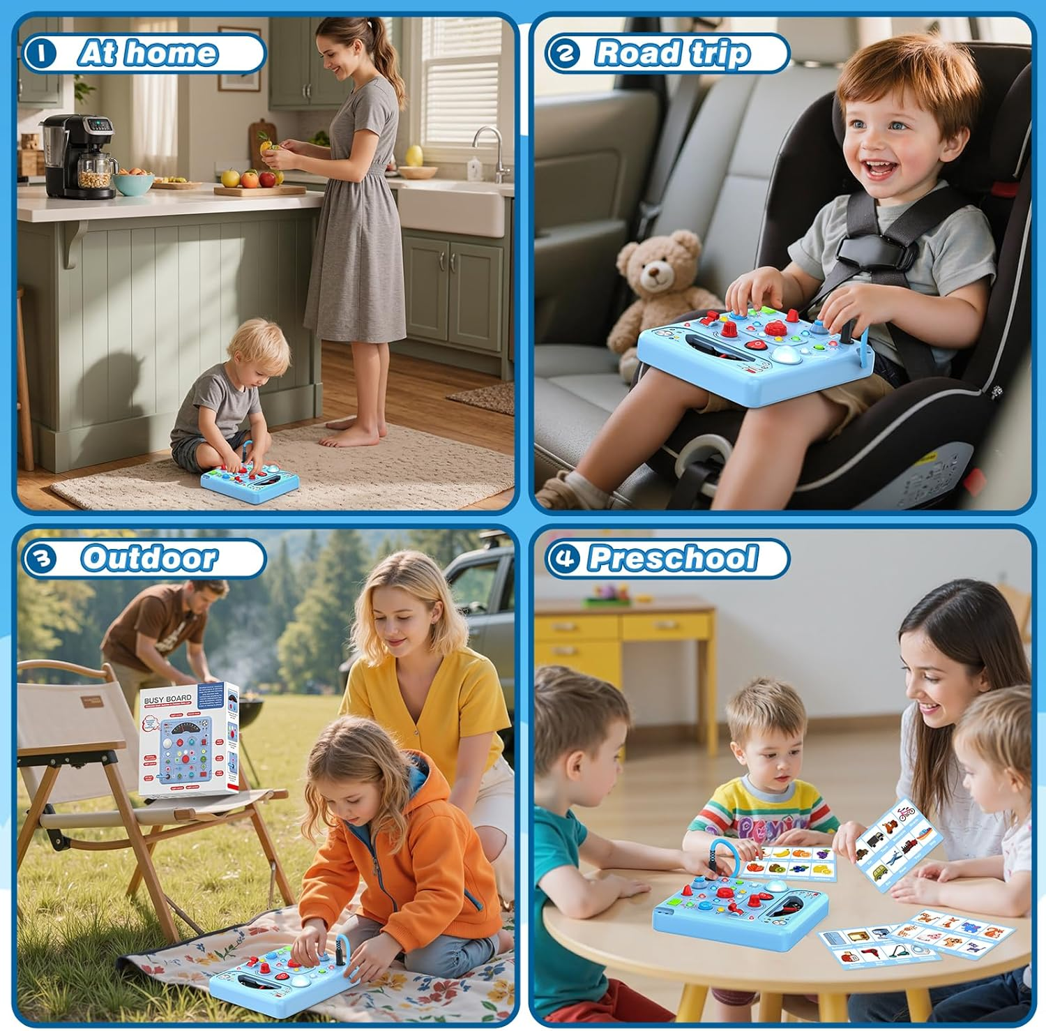 Montessori Busy Board with 13 LED Lights