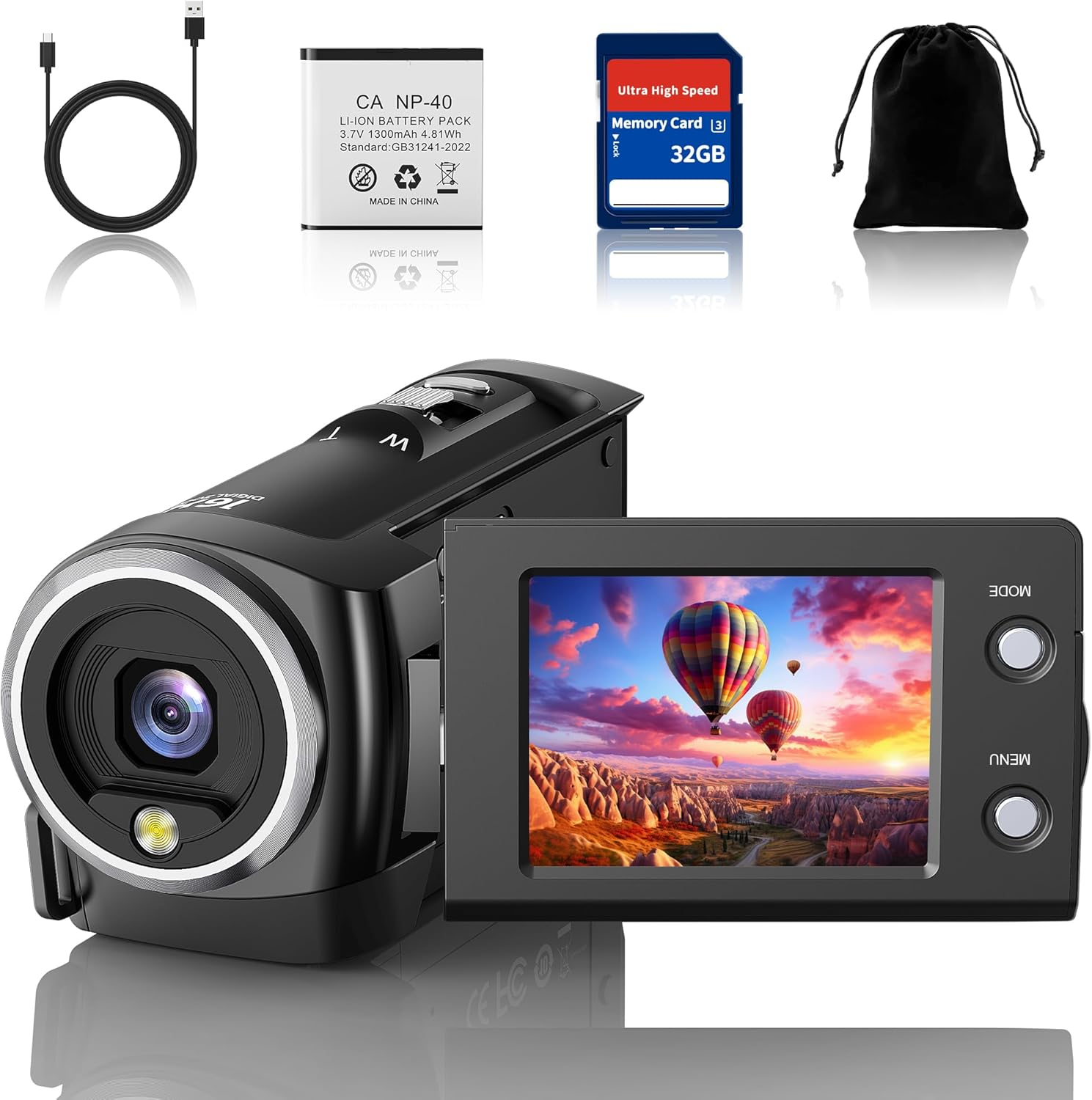 HD 2K 48MP Vlogging Camcorder 16X Zoom 32GB