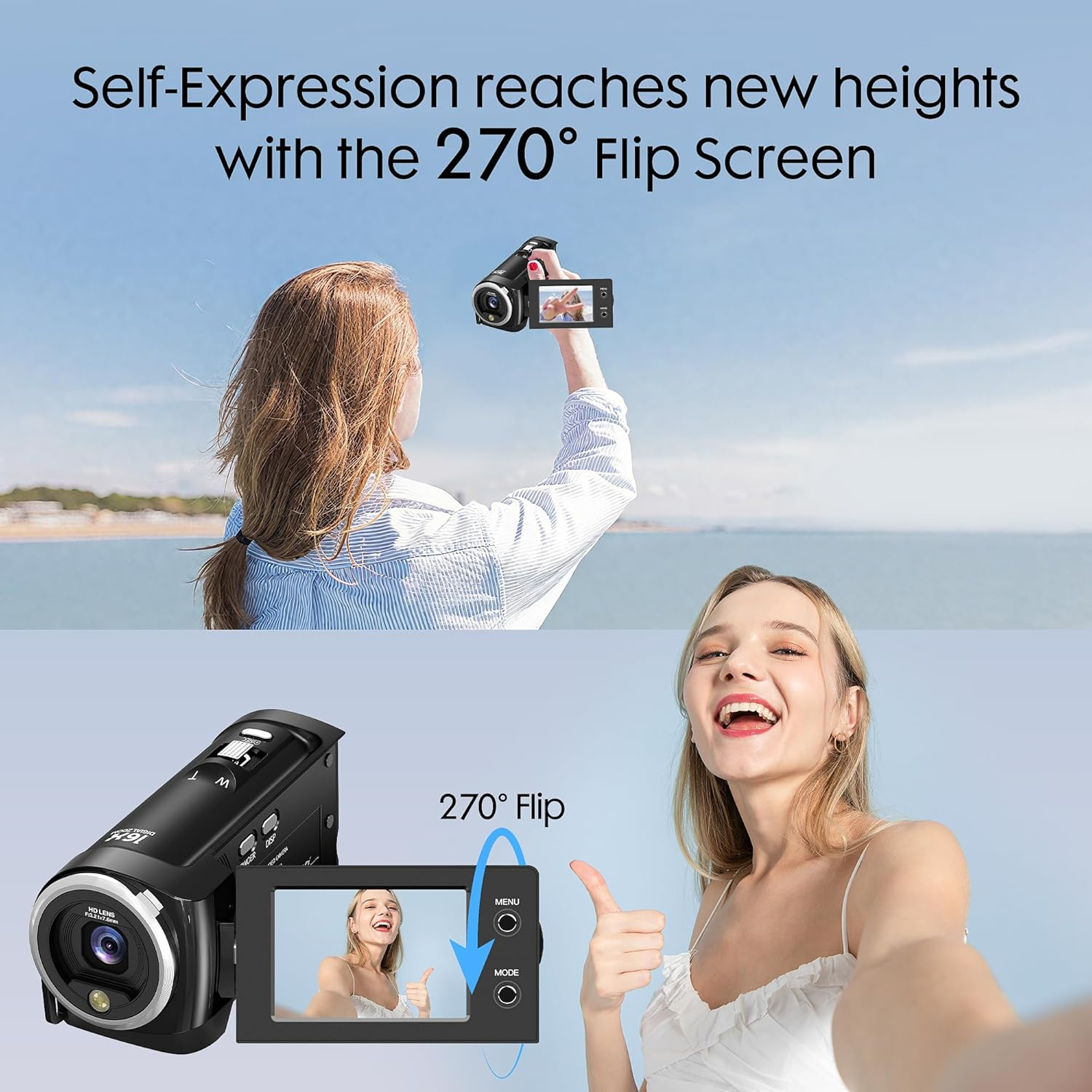 HD 2K 48MP Vlogging Camcorder 16X Zoom 32GB