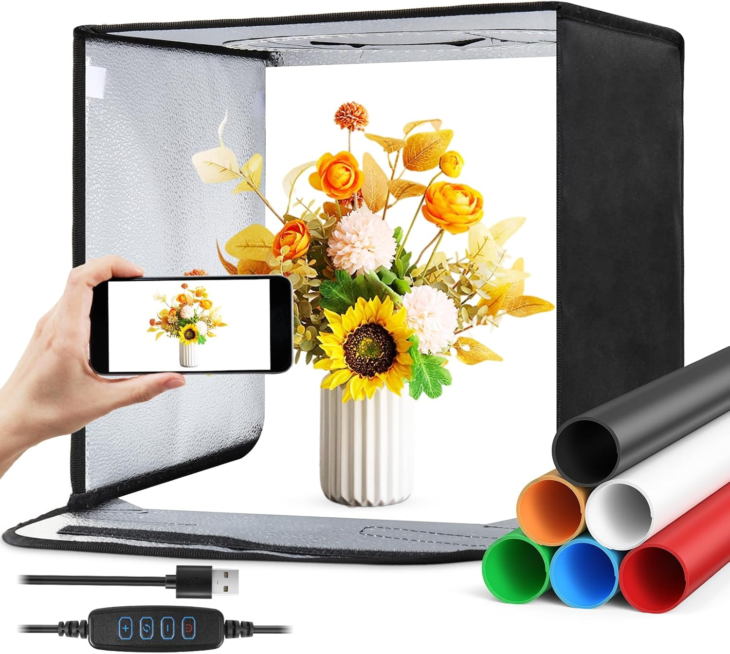 12-Inch Photo Light Box Studio Kit 6 Backdrops
