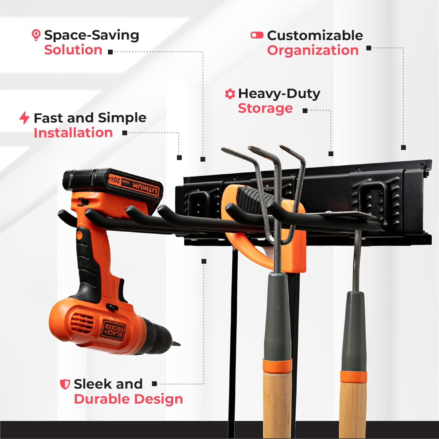 TIDYME Garage Tool Organizer Wall Mount 64in