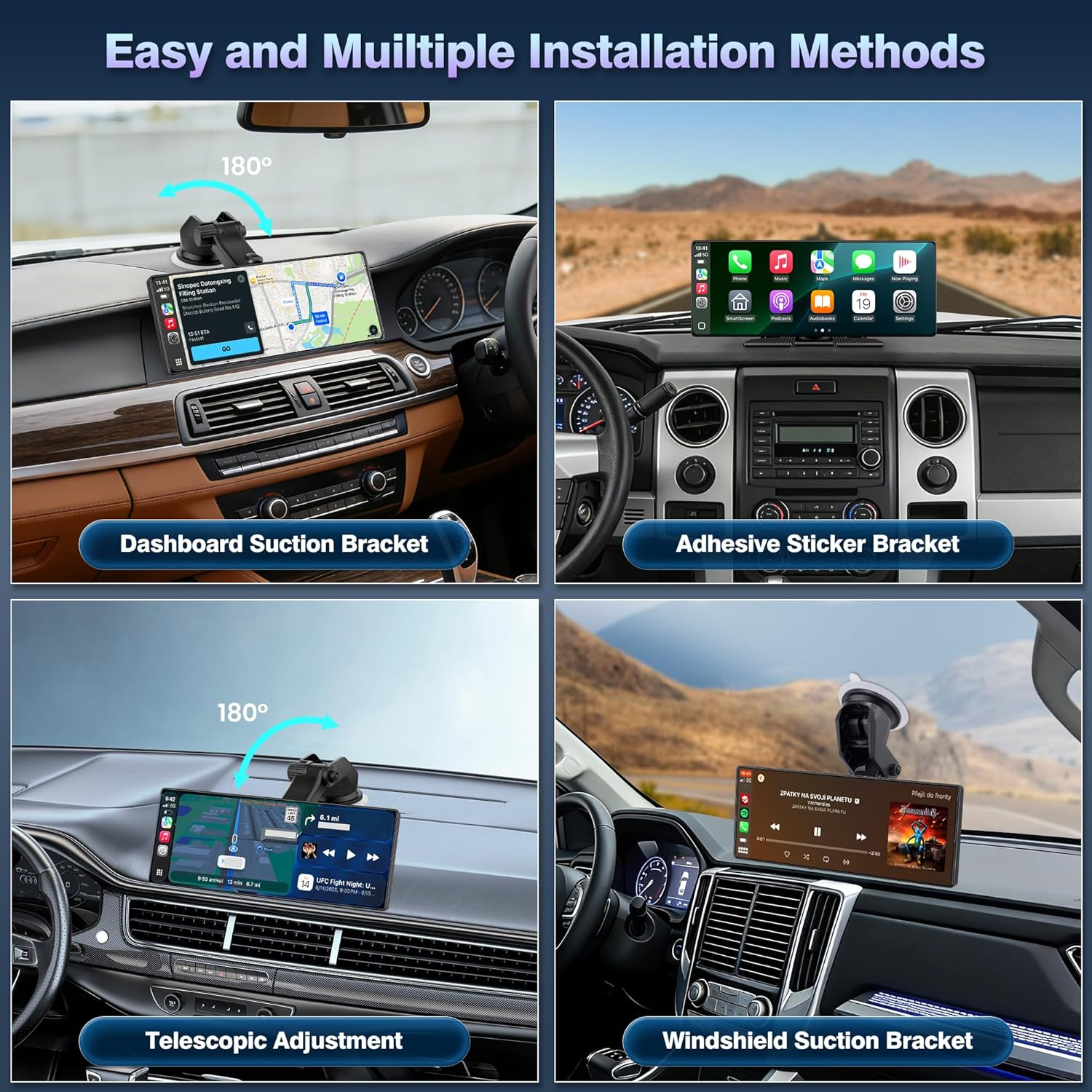 10.26in Wireless CarPlay Android Auto Screen 1080P