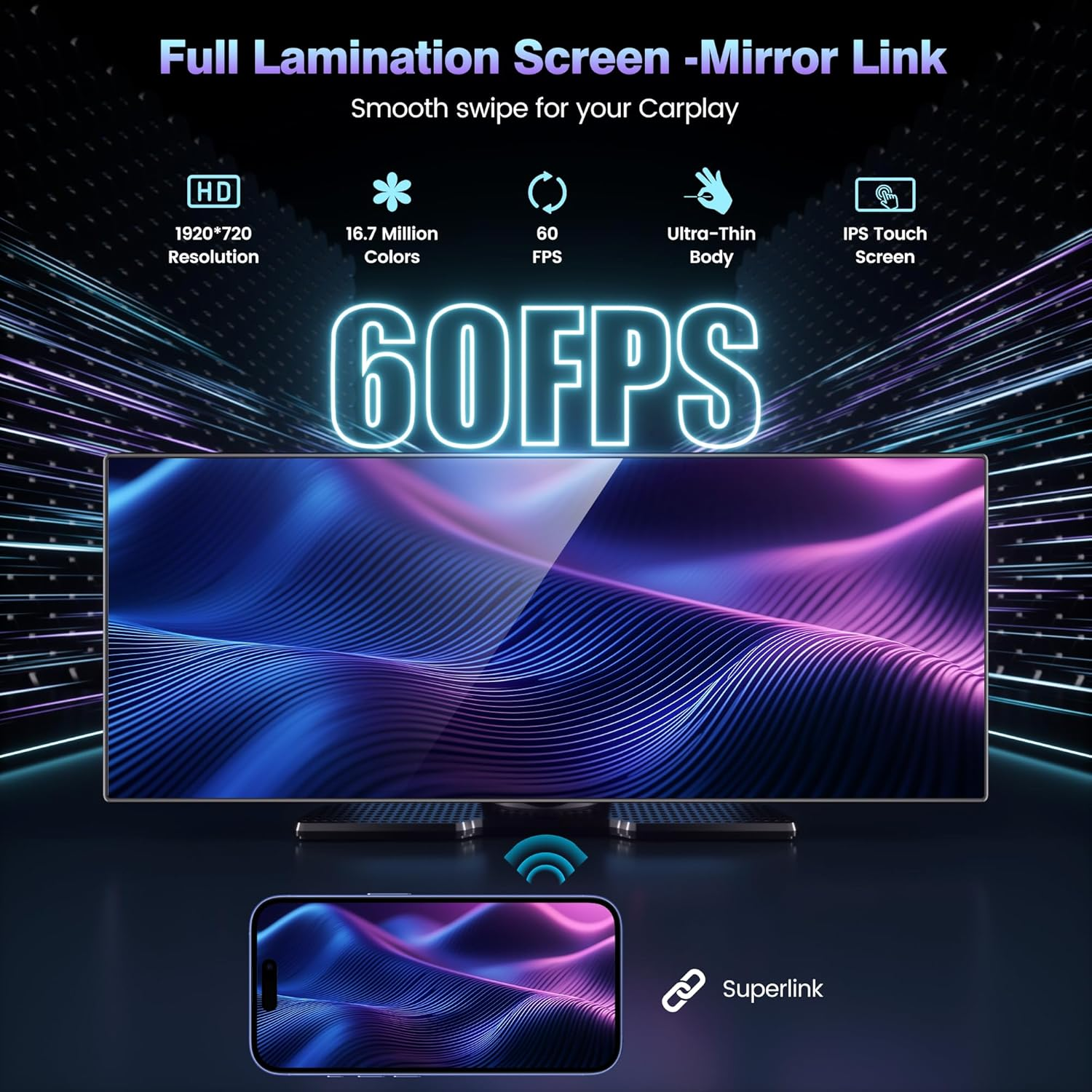 11.5in Wireless CarPlay Screen 4K Dash Cam GPS