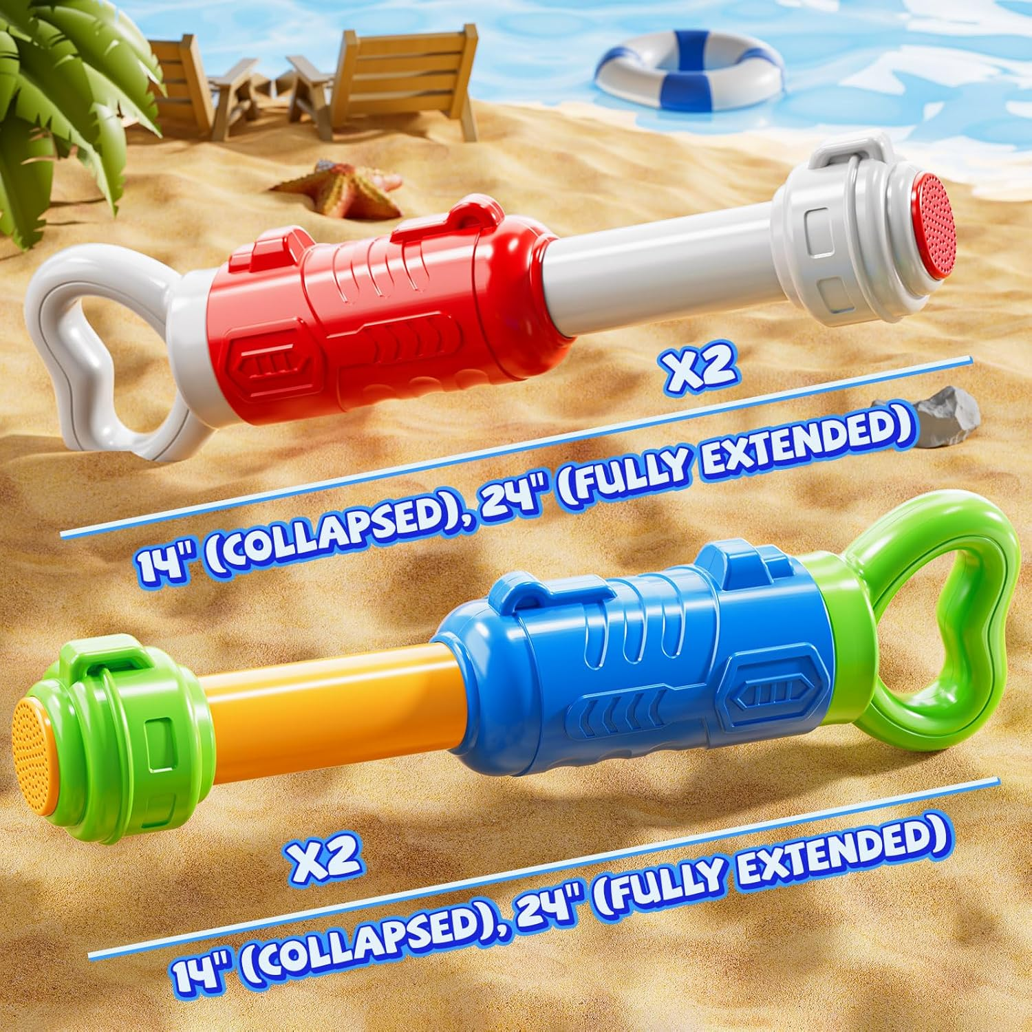 Water Guns for Kids Adults 4 Pack Pool Beach Toy