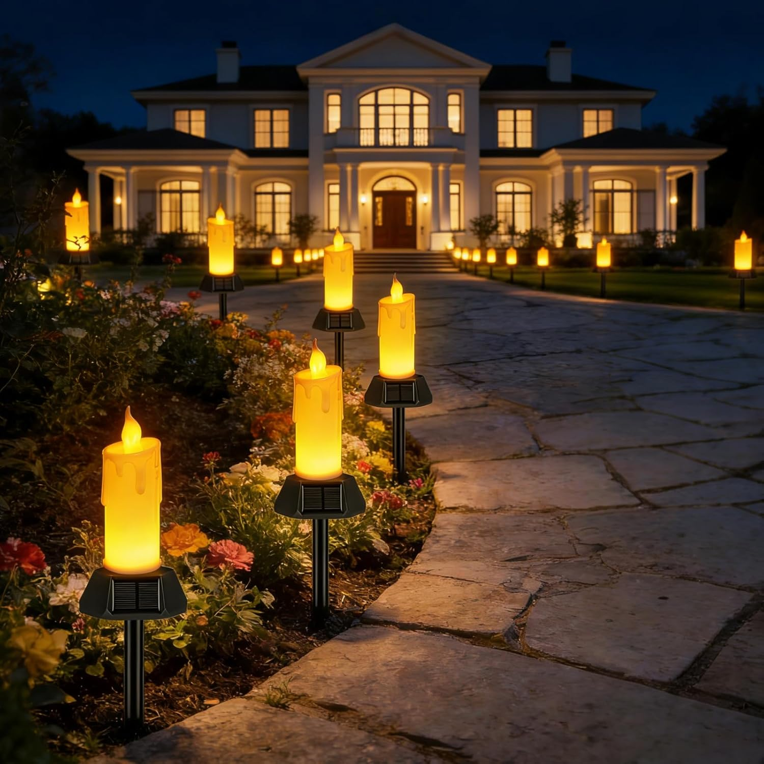 Solar Flameless Candles Outdoor Waterproof 2 Pack