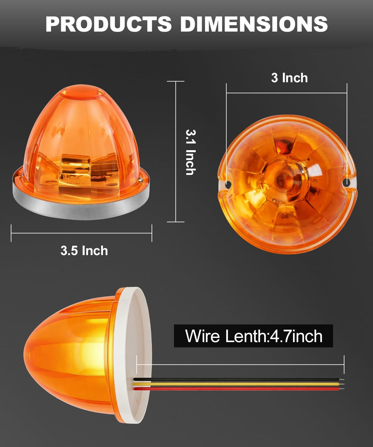 Amber Watermelon LED Side Marker Lights 2Pc Truck