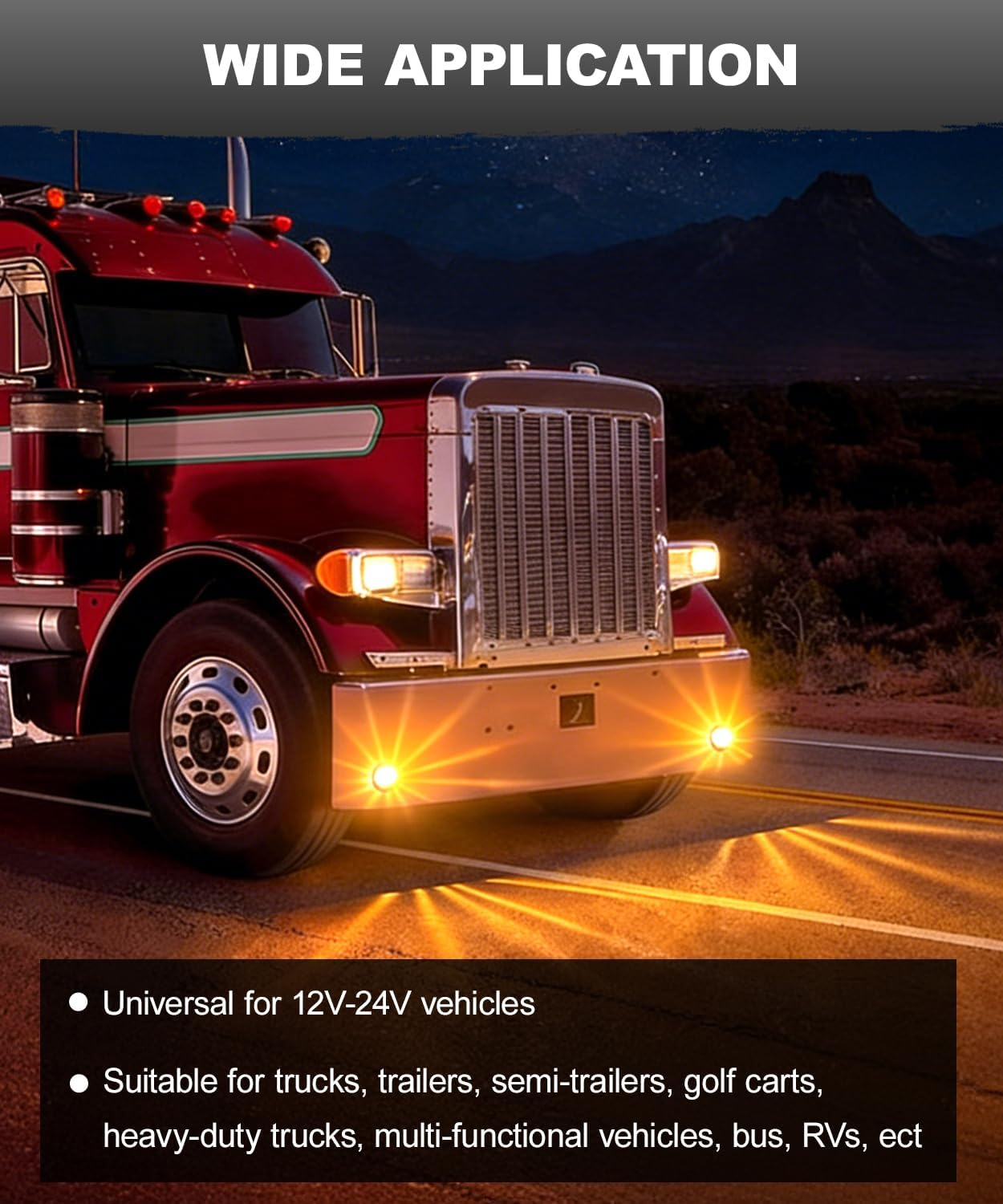 Amber Watermelon LED Side Marker Lights 2Pc Truck