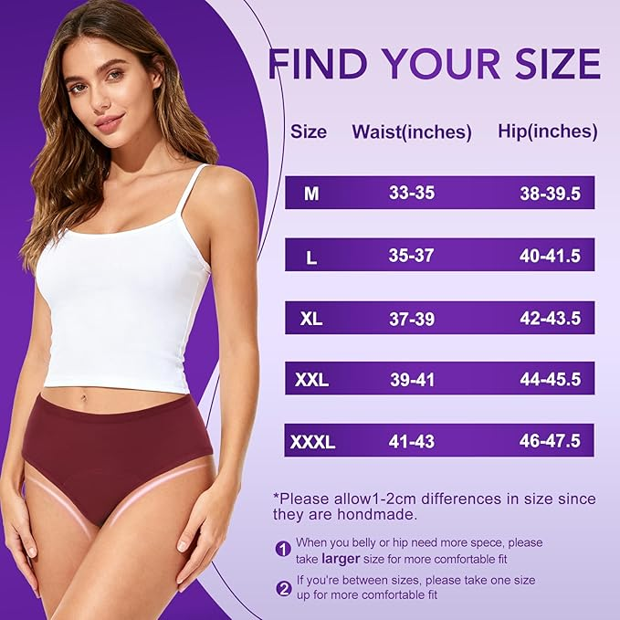 Women Cotton Panties Washable Reusable XL 3 Colors