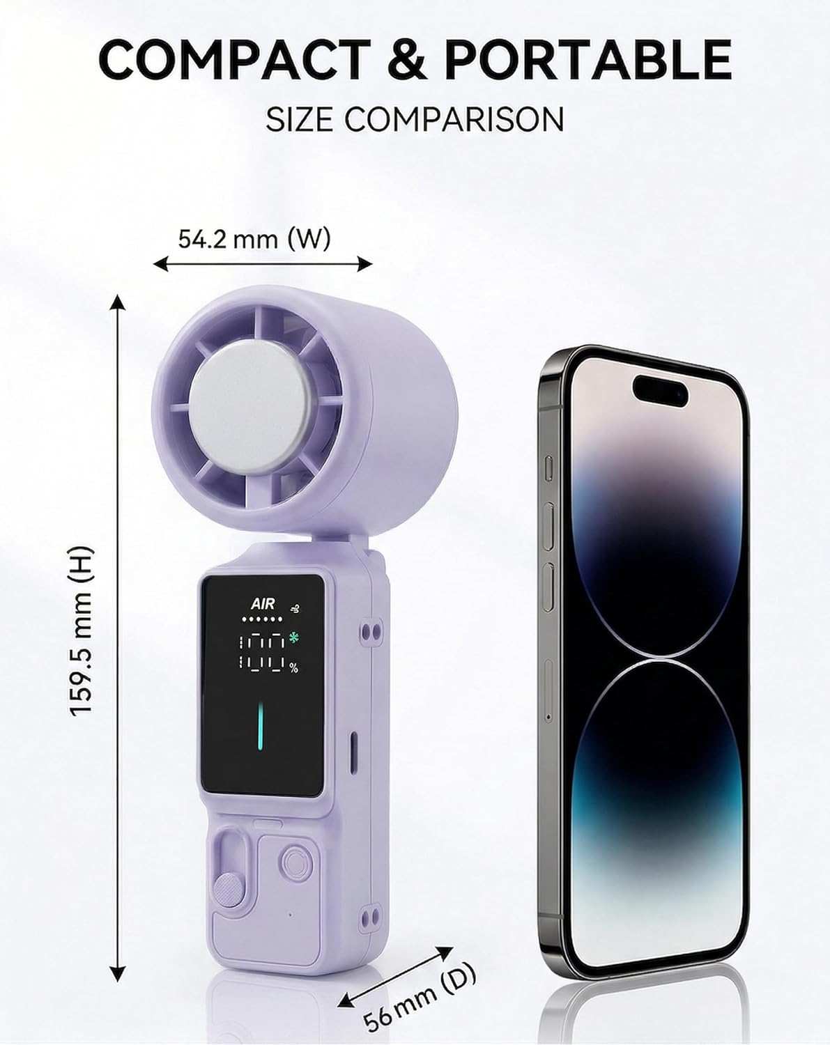3-in-1 Wearable Handheld Fan 100-Gear Purple