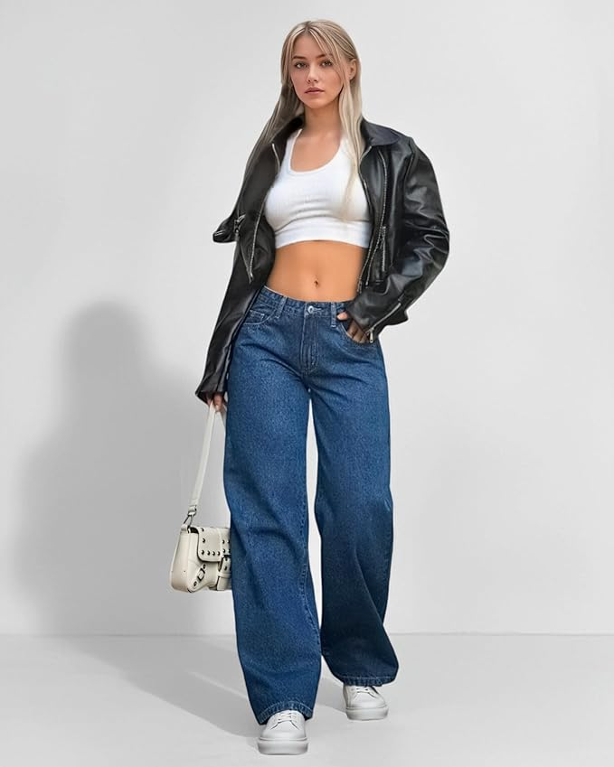 Women Baggy Jeans Size 2 Relaxed Fit Denim