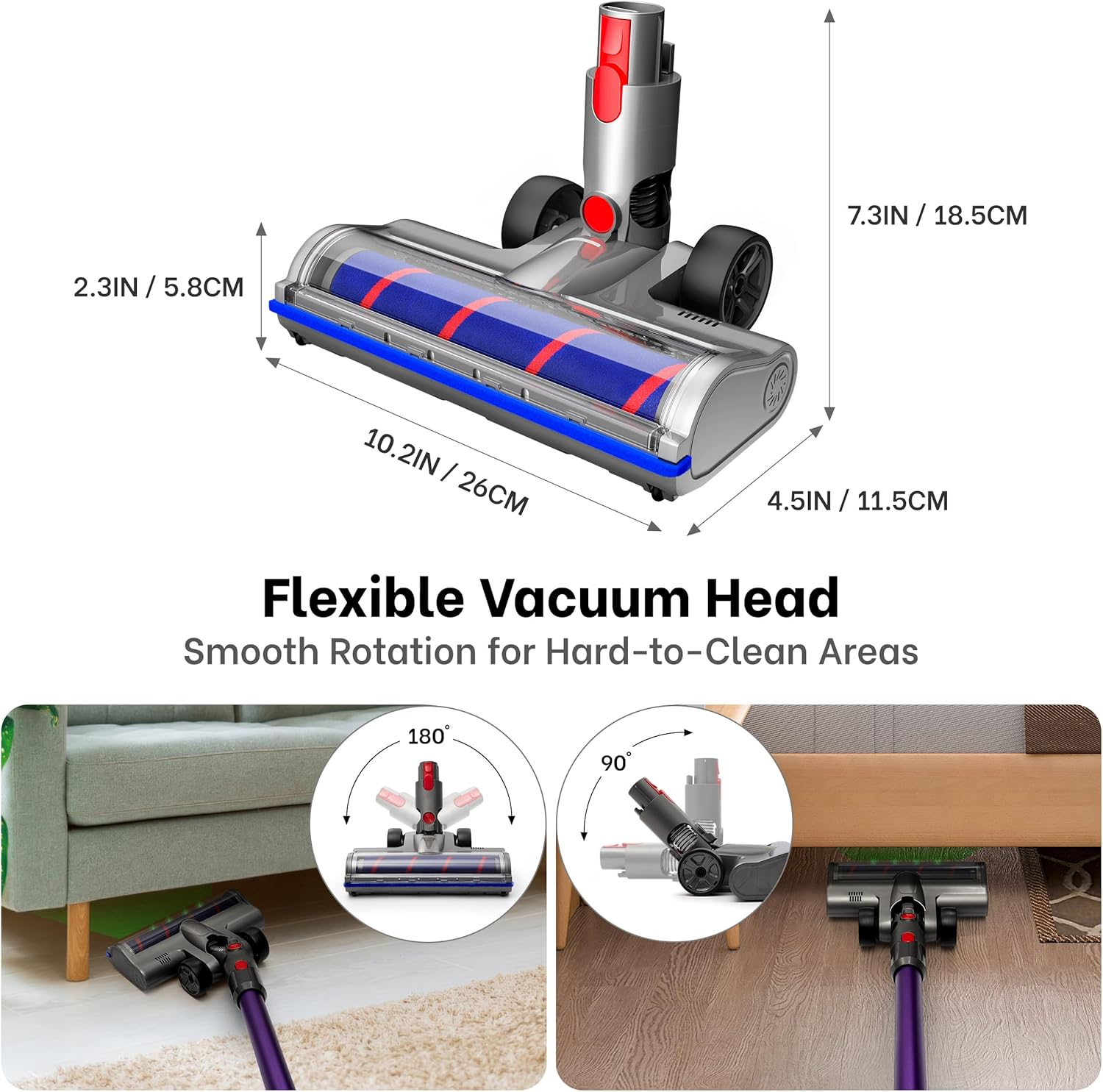 Dyson Vacuum Head Replacement 2-Brush 4 LED Self-Standing