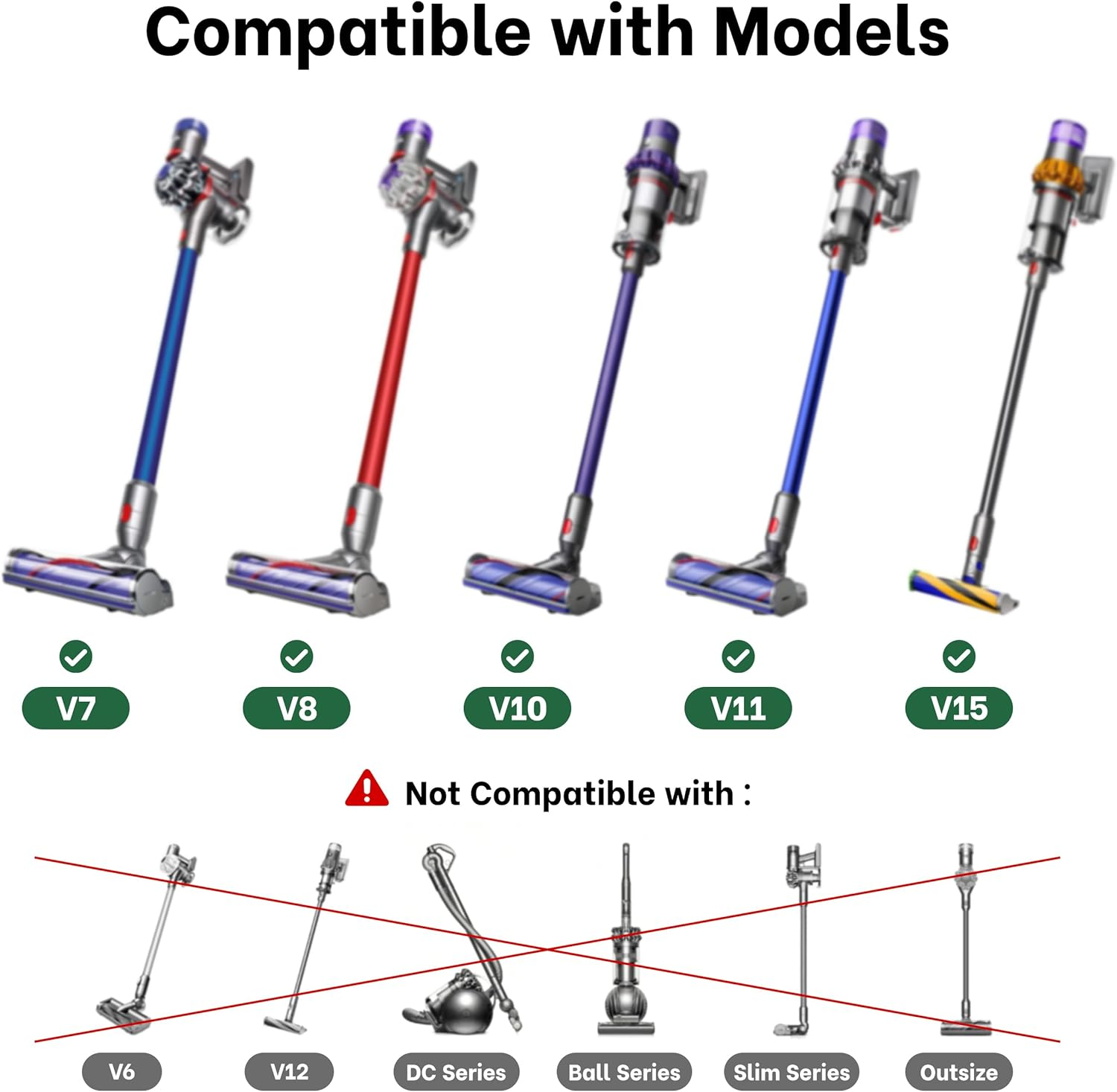 Dyson Vacuum Head Replacement 2-Brush 4 LED Self-Standing