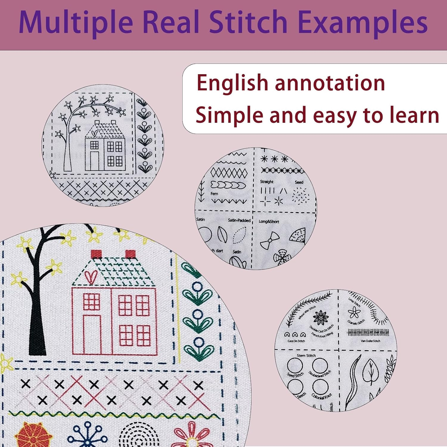 Embroidery Stitch Practice Kit 106 Patterns Beginner Set