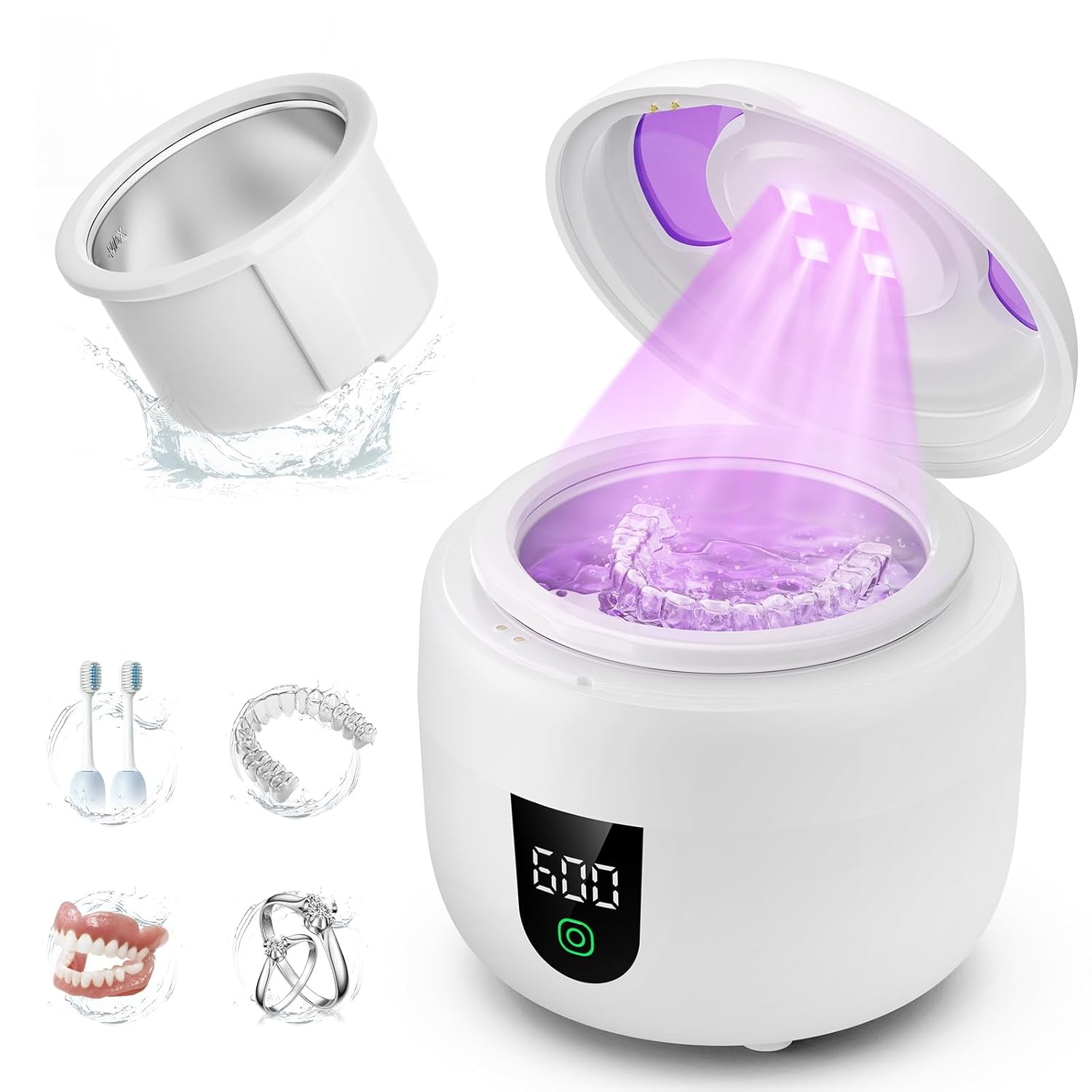 Ultrasonic Retainer Cleaner 45kHz 180ml Waterproof Digital Timer