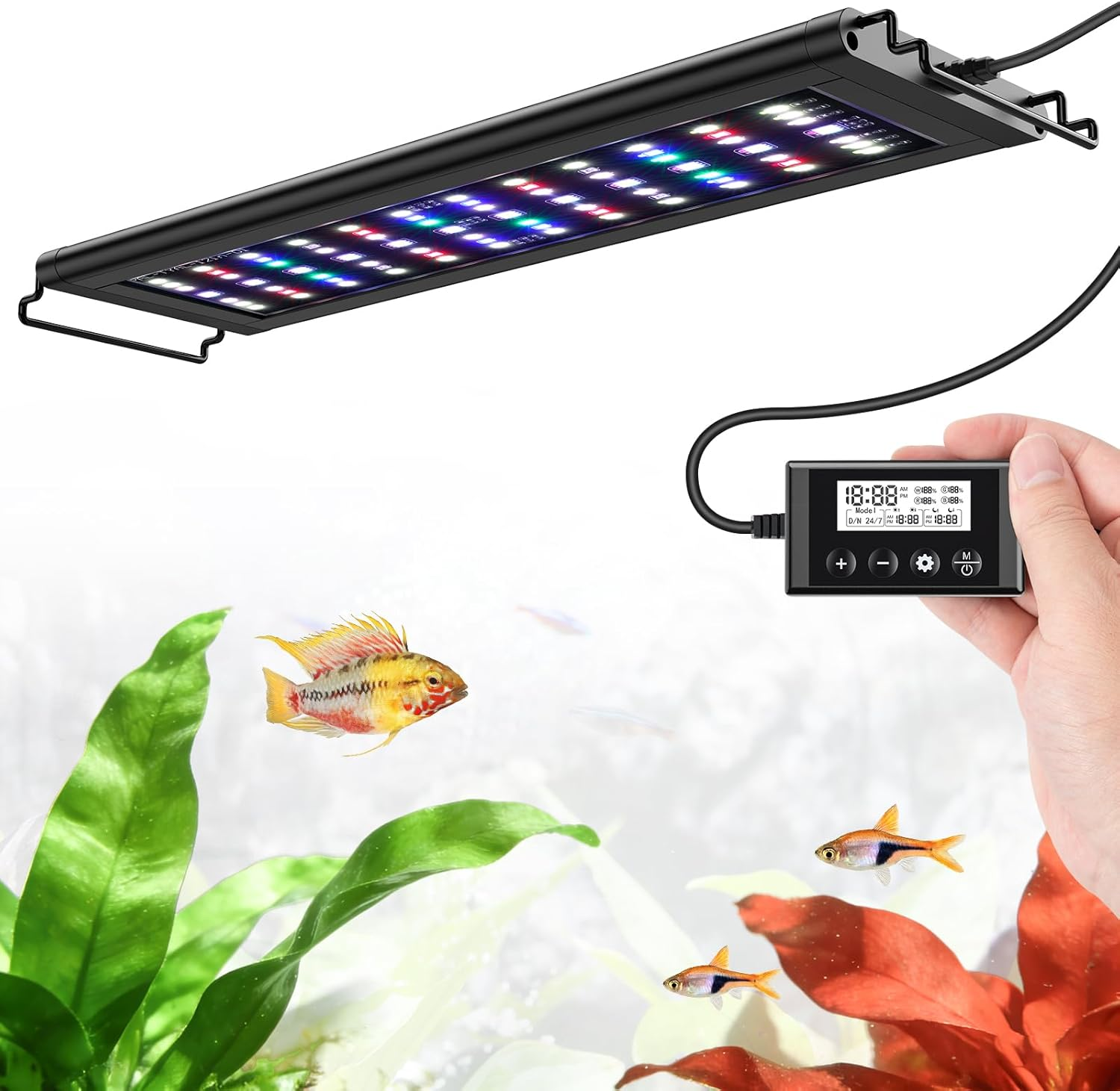 LED Aquarium Light Full Spectrum RGB 12W IP68 Auto Timer
