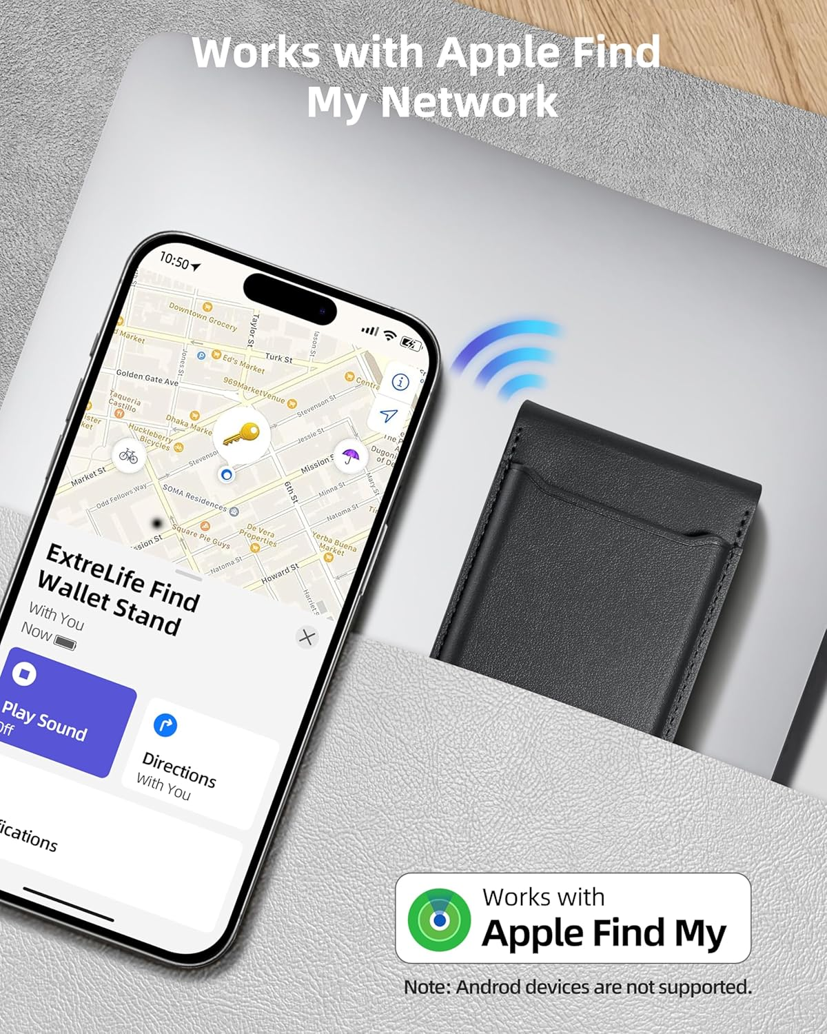 Magnetic iPhone Wallet 6 Card Slots Vegan Leather Adjustable Stand