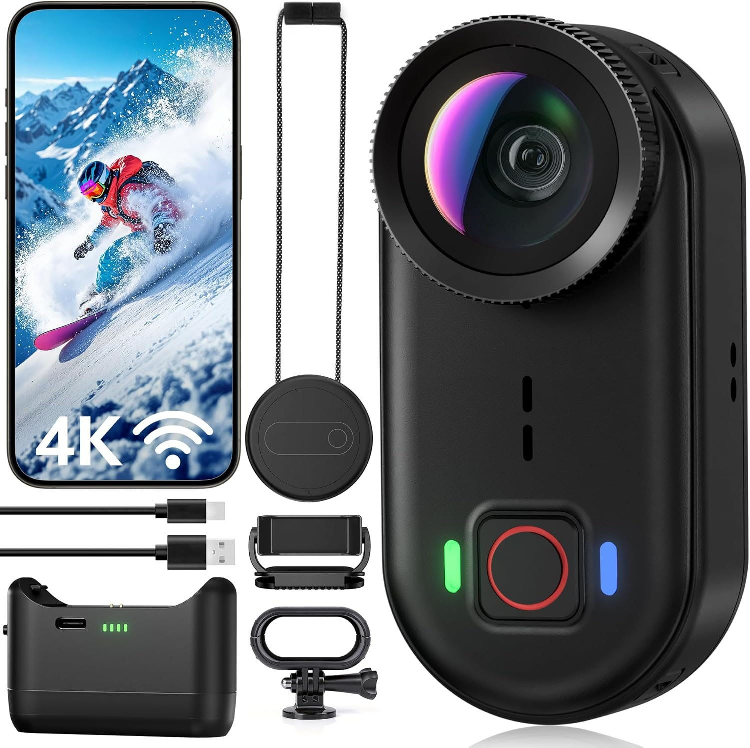 4K Mini Body Action Camera 64GB WiFi Magnetic Wearable POV