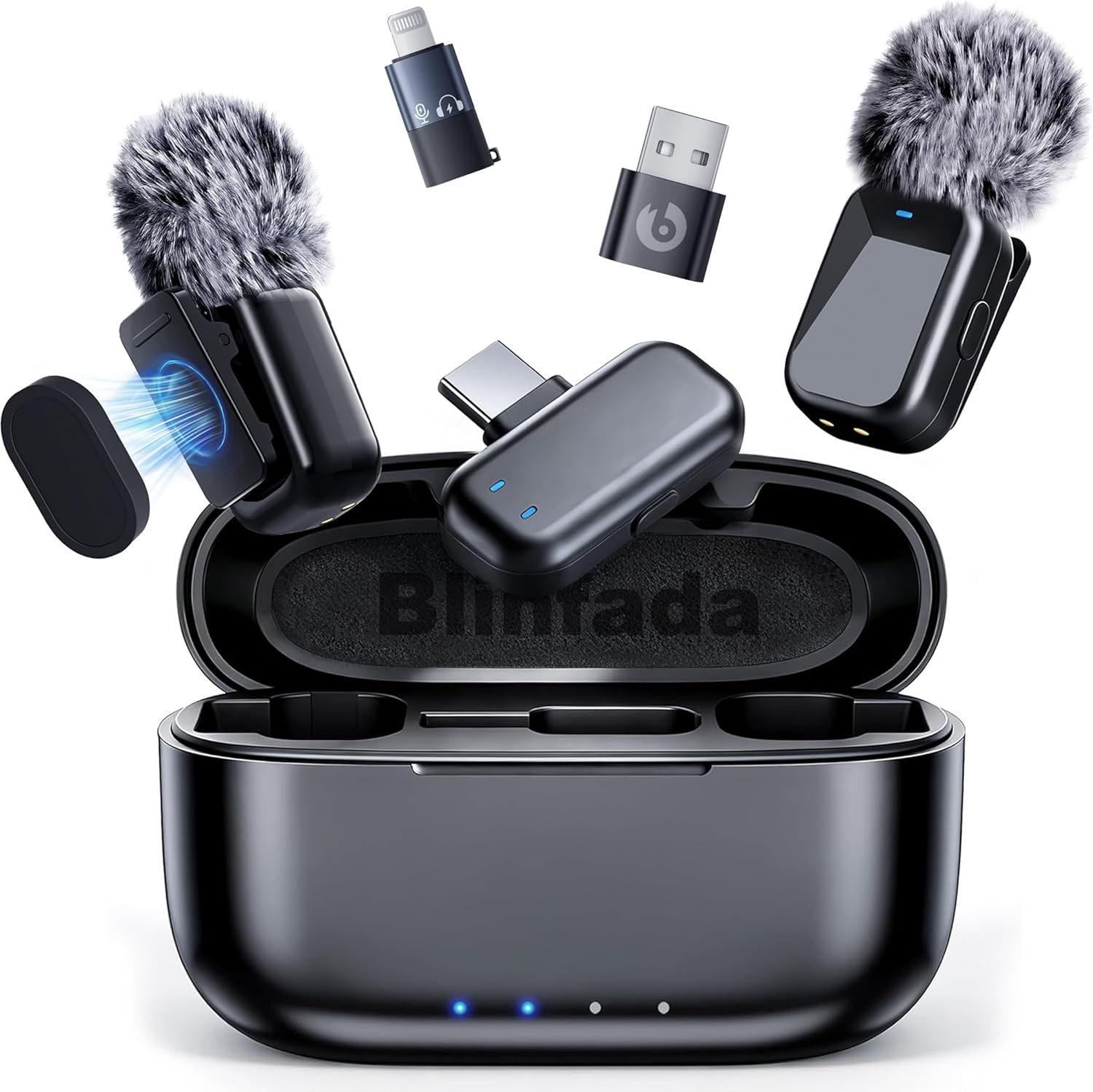 Wireless Lavalier Mic Dual Channel AI Noise Cancel 328ft 36H